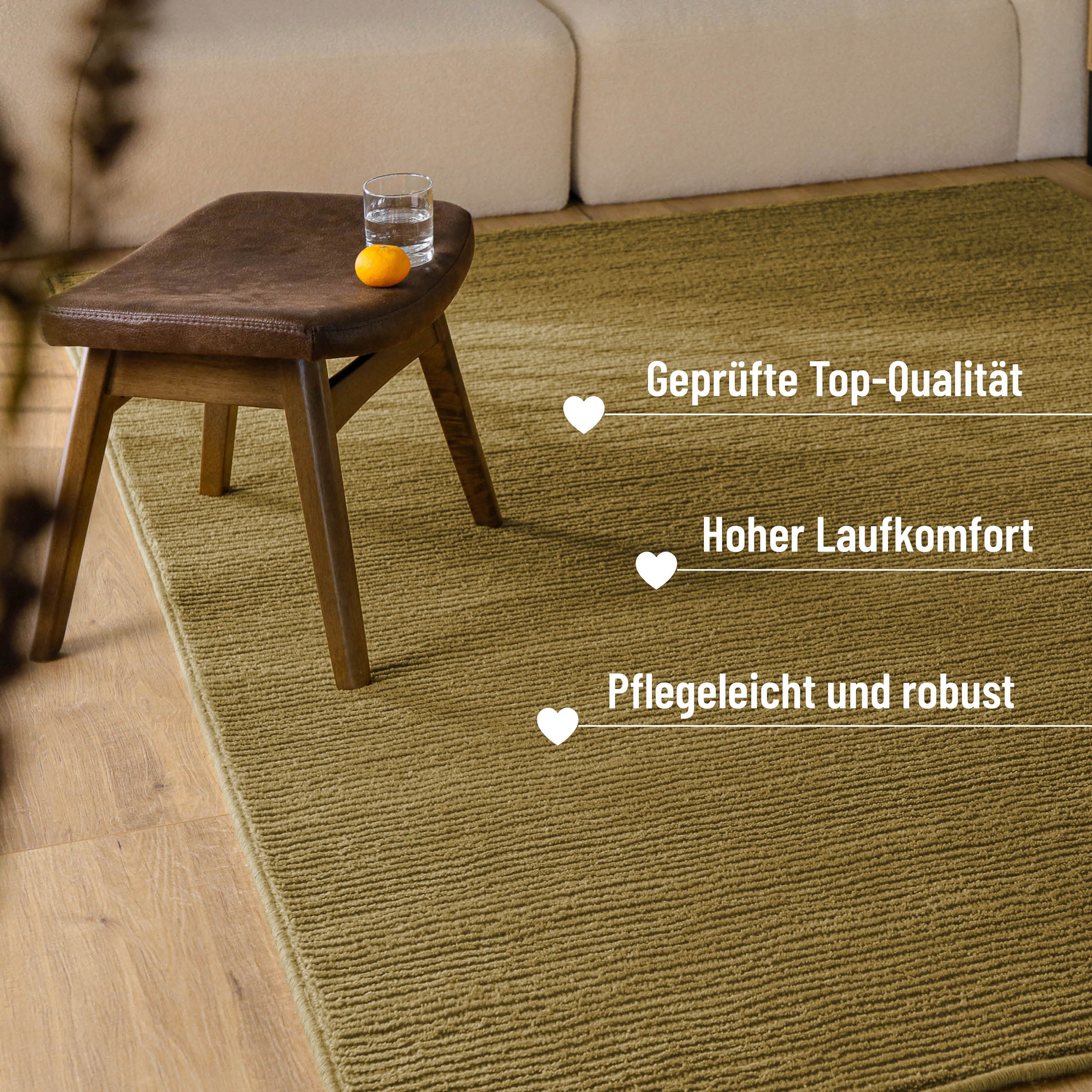 Wecon home Tapis »Castello ONE« Rectangulaire 7 mm Höhe Schurwolle, Kurzflor mit Hoch-Tief-Effekt, Wohnzimmer, Streifenmuster