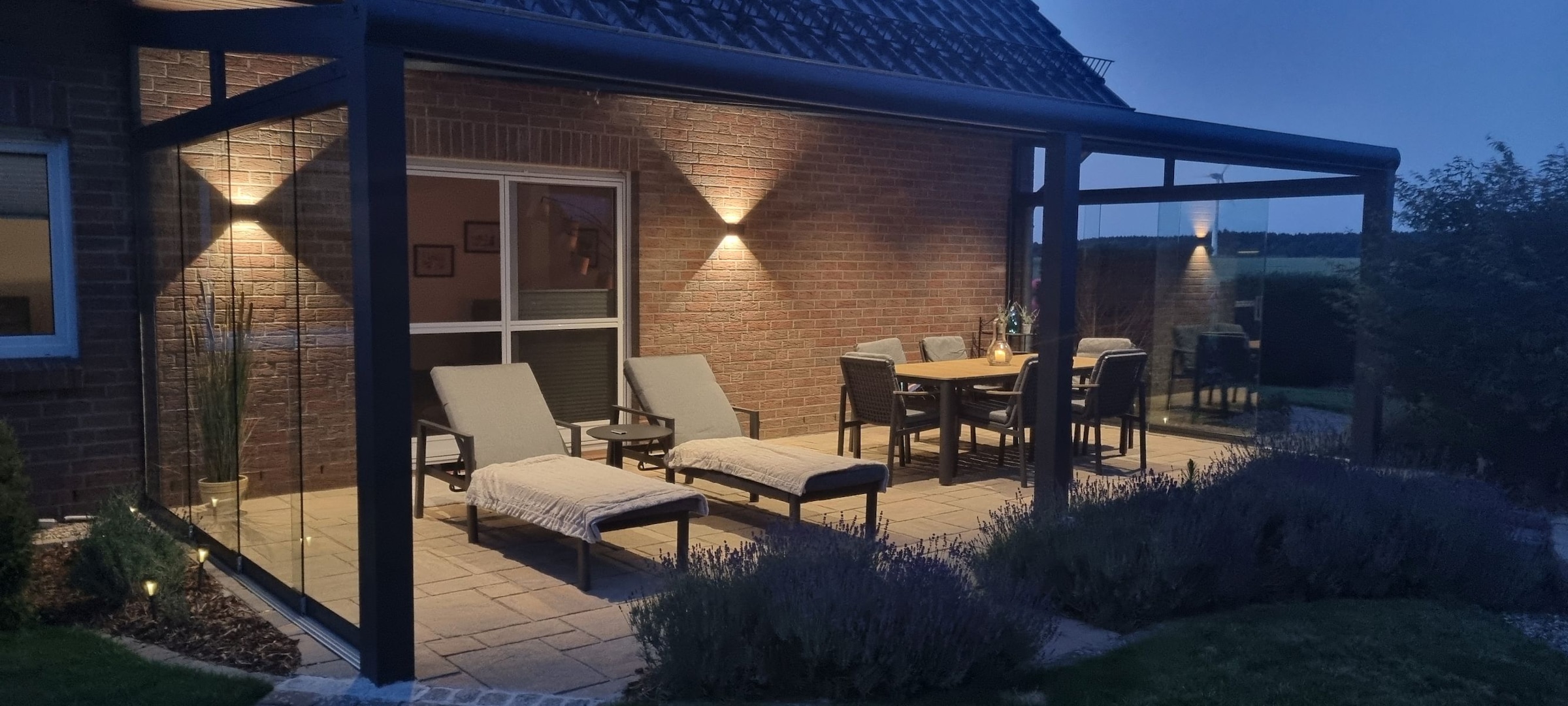 Ambiente Haus Salon de jardin »Garten 6er Set 220x95cm grau« Ensemble, Tisch und 6 Stühle, 7 tlg.