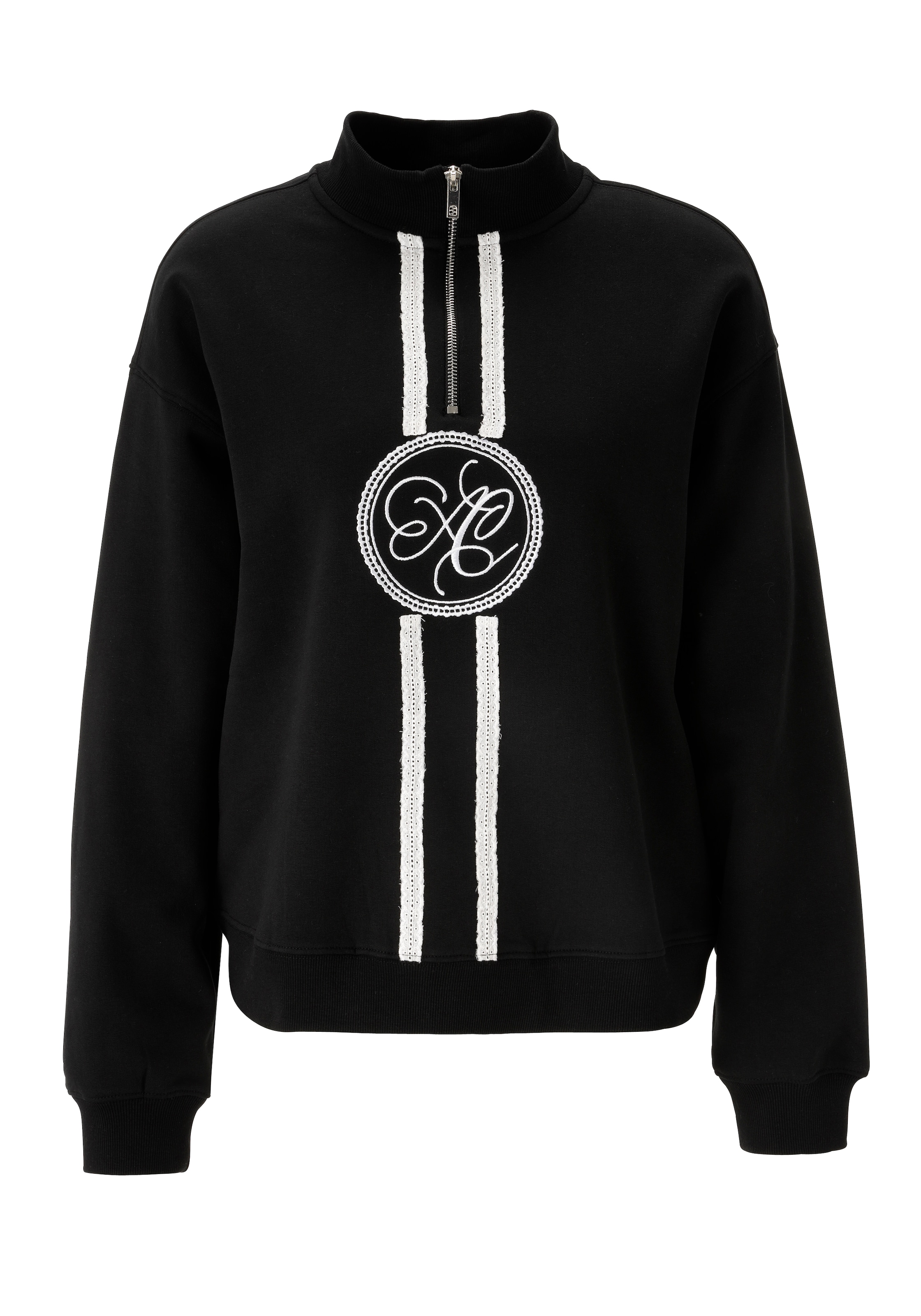 Aniston CASUAL Sweatshirt, aufwändig mit Stickerei und Spitzenbändern verziert - NEUE KOLLEKTION