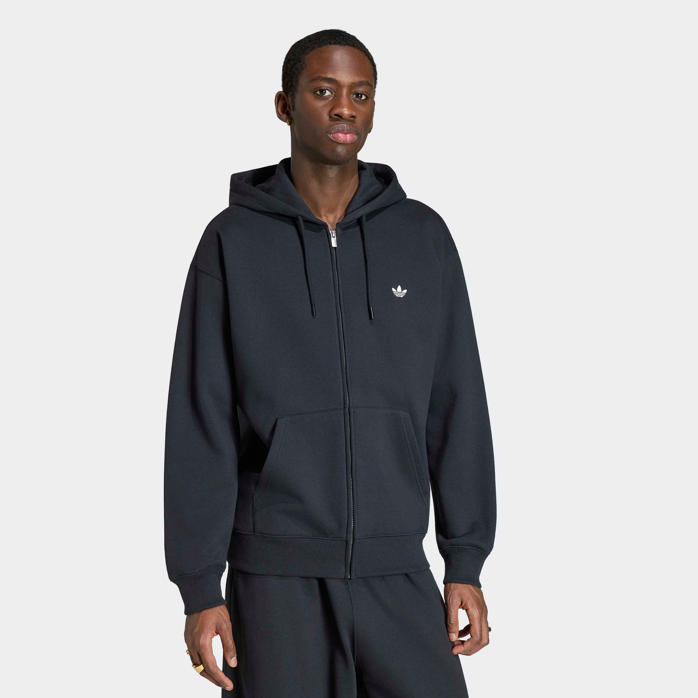 Image of adidas Originals Kapuzensweatshirt "TREFOIL ESSENTIALS HOODIE, LOCKER GESCHNITTEN, MIT DURCHGEHENDEM REISS", mit Kordel, in normaler Länge