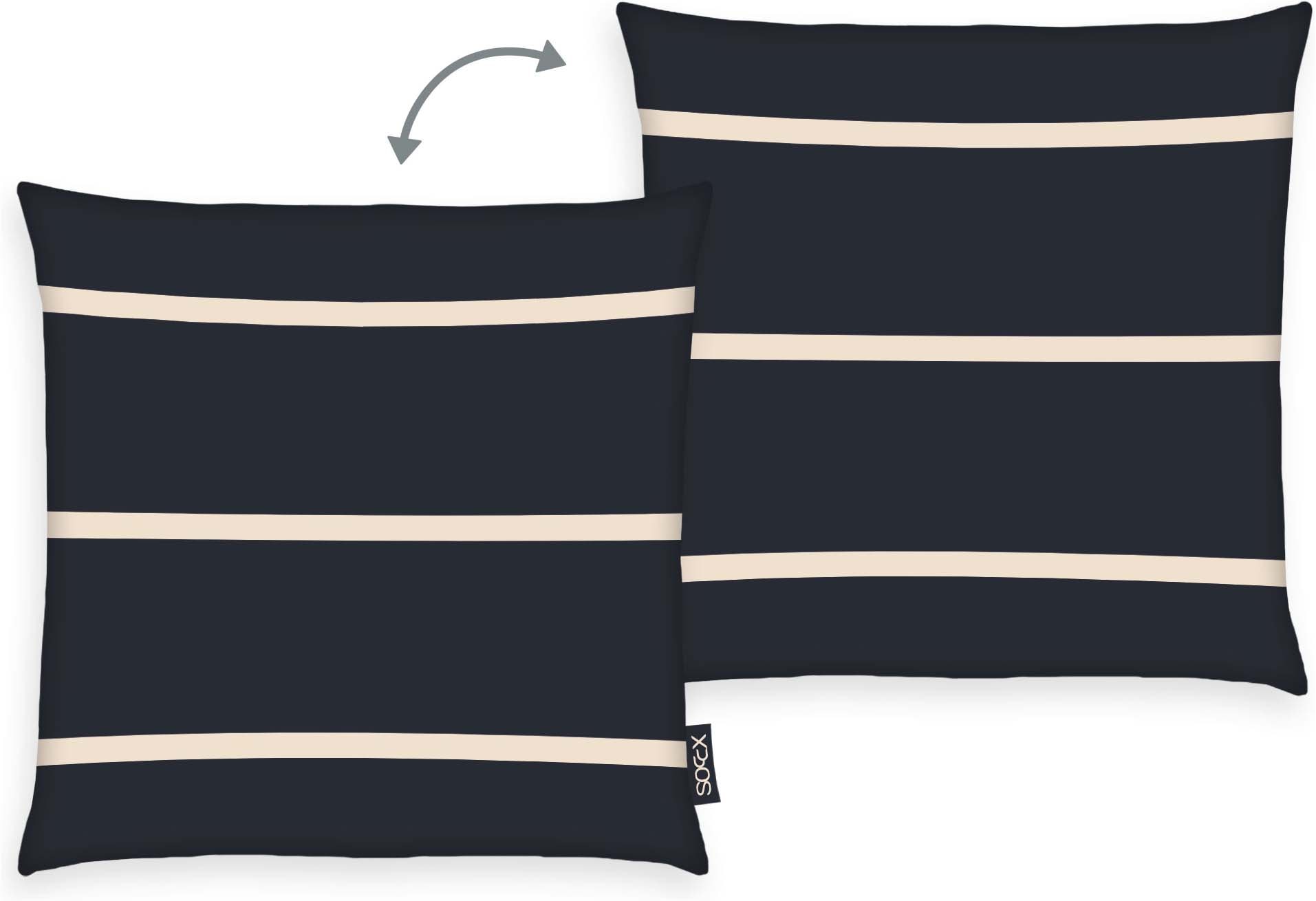 Image of SOCCX Kissenhülle "Coastal Stripes" gewebtes Label