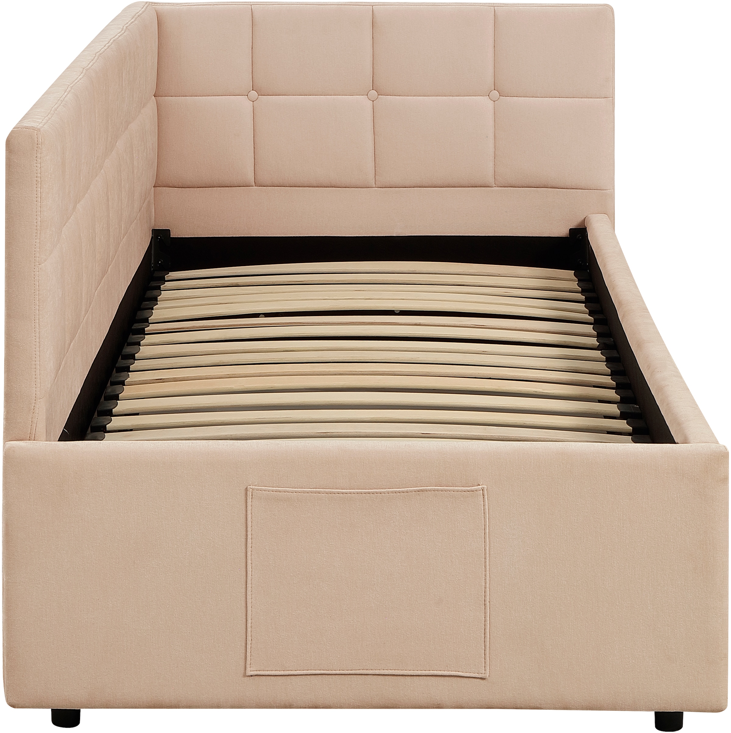 GOODproduct Lit de jour »MALIKA, Schlafsofa mit Stauraum und Lattenrost« Kopfteil links/rechts montierbar, mit 3 Fächern
