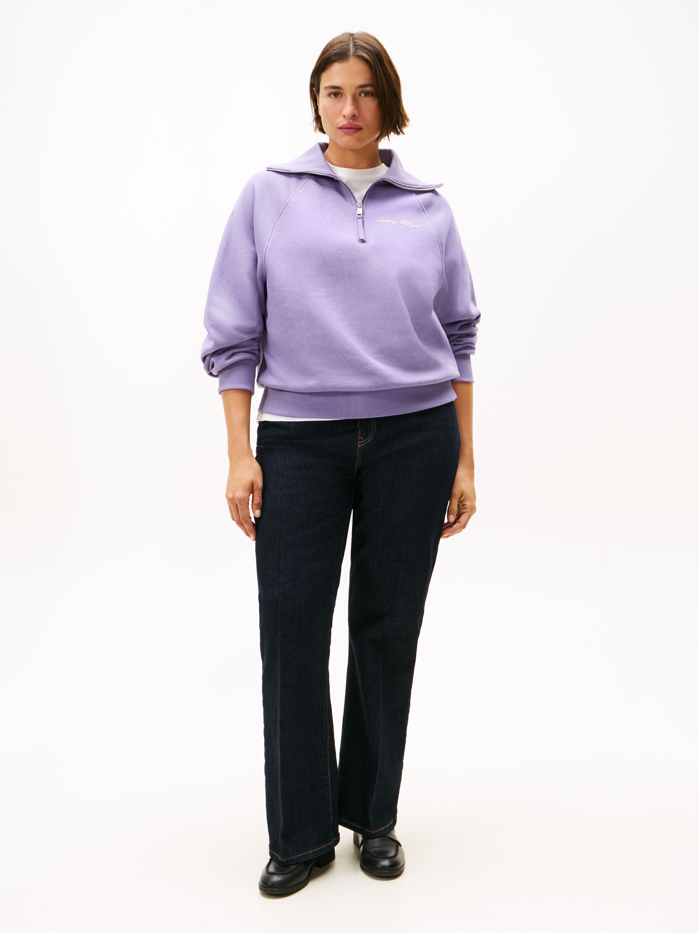 Tommy Hilfiger Curve Sweatshirt »CRV CLASSIC SCRIPT FLEECE 1/2ZIP«, in grossen Grössen