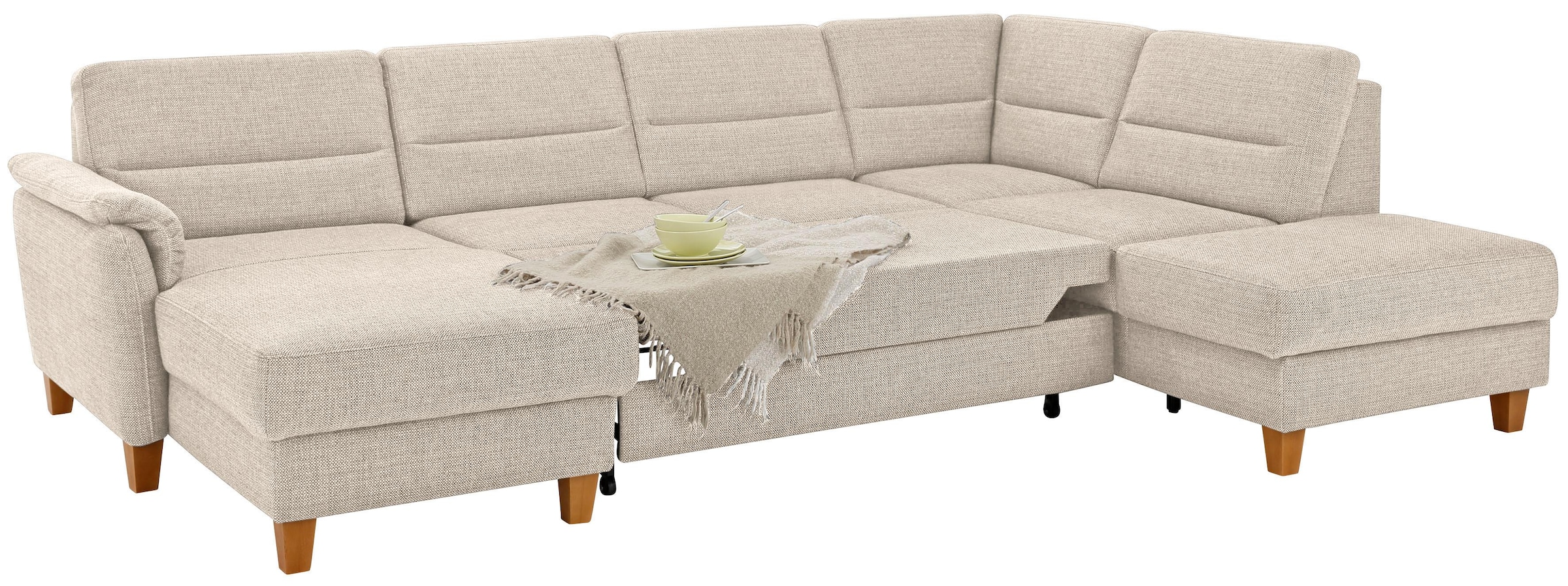 Home affaire Wohnlandschaft »Palmera U-Form«, Federkern, wahlweise mit Bettfunktion und mit/ohne Stauraum