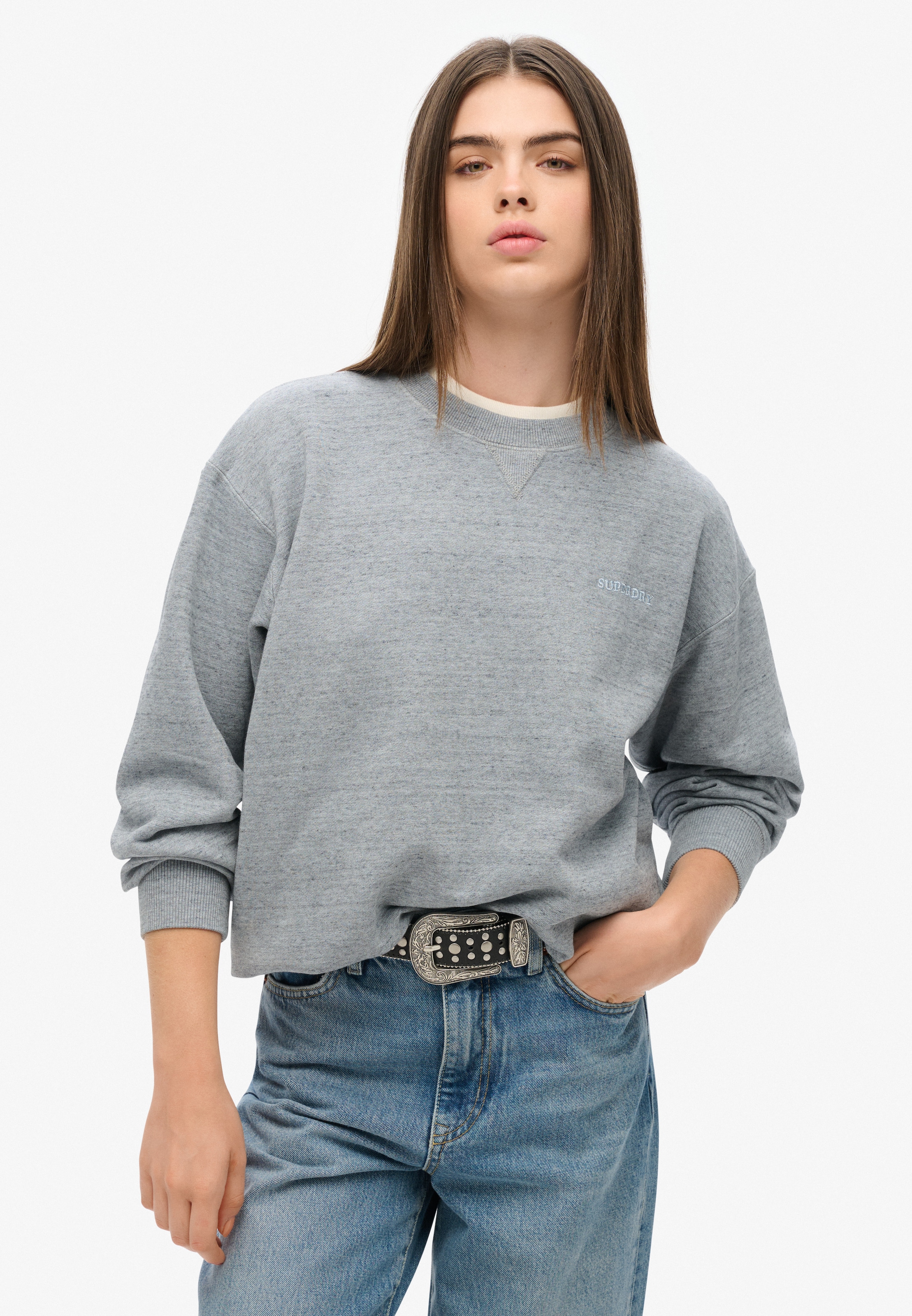 Image of Superdry Sweatshirt "ESSENTIAL LOGO OVERDYED SWEAT", lässig geschnitten, aus Baumwolle und Sweatware, mit Stickerei