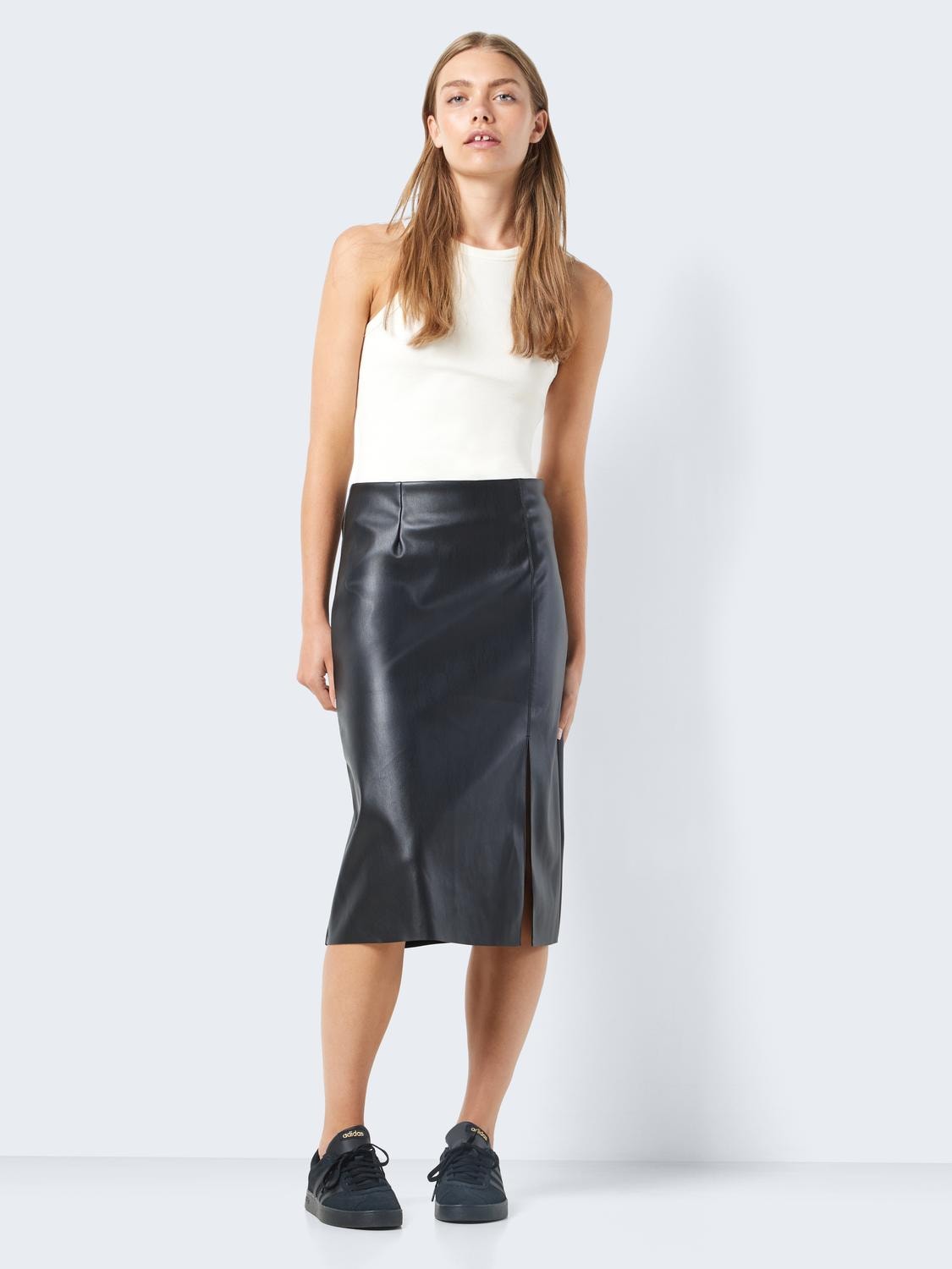 Noisy may Lederimitatrock »NMCLARA HW SLIT MIDI LENGTH SKIRT«