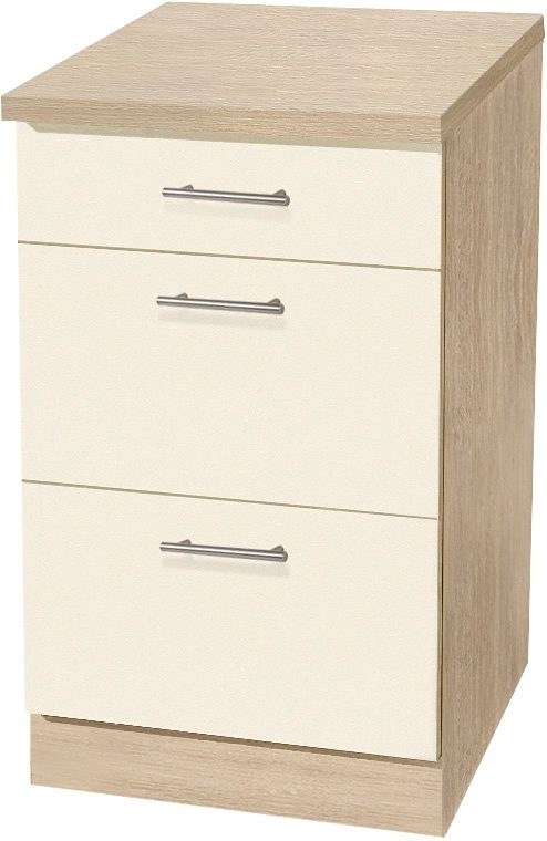 Image of wiho Küchen Unterschrank "Kiel" 50 cm breit, Tiefe 60 cm, mit 2 grossen Auszügen und 1 Schublade