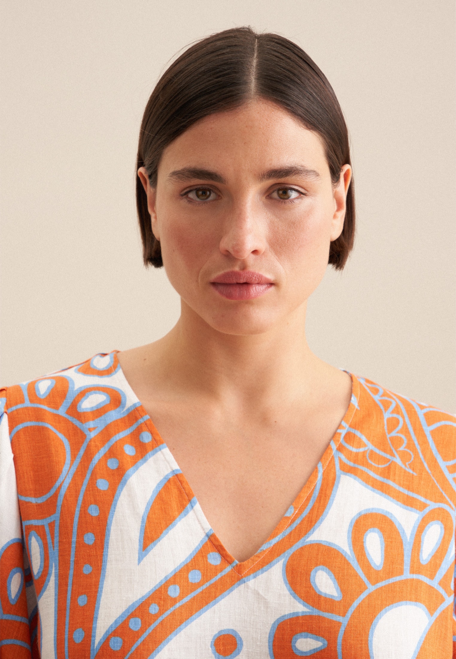 seidensticker Sommerkleid »Schwarze Rose« 3/4 V-Neck Paisley