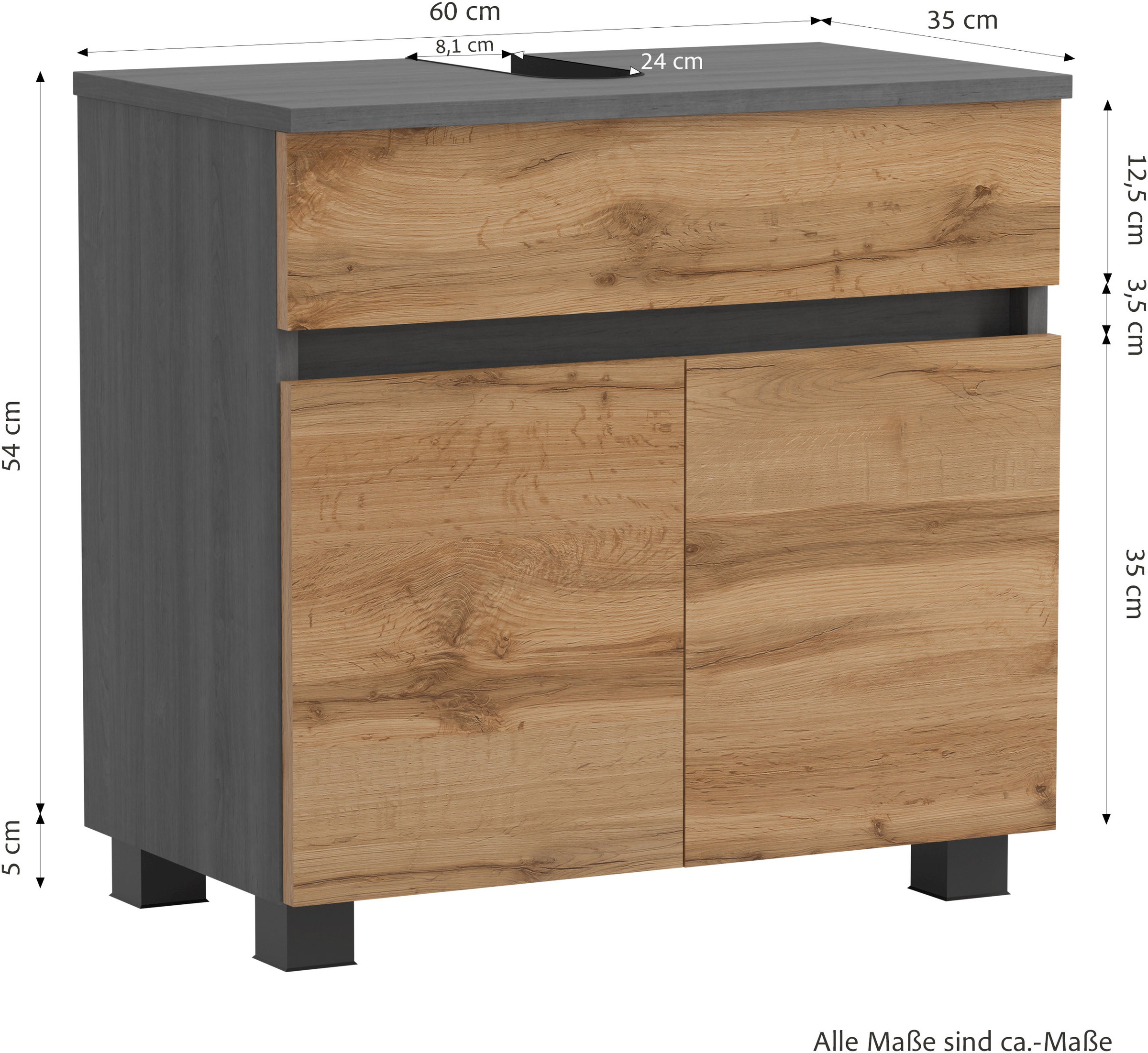 GOODproduct Badmöbel-Set »BOZEN, 4-tlg. Unterbecken-Set - Midischrank«
