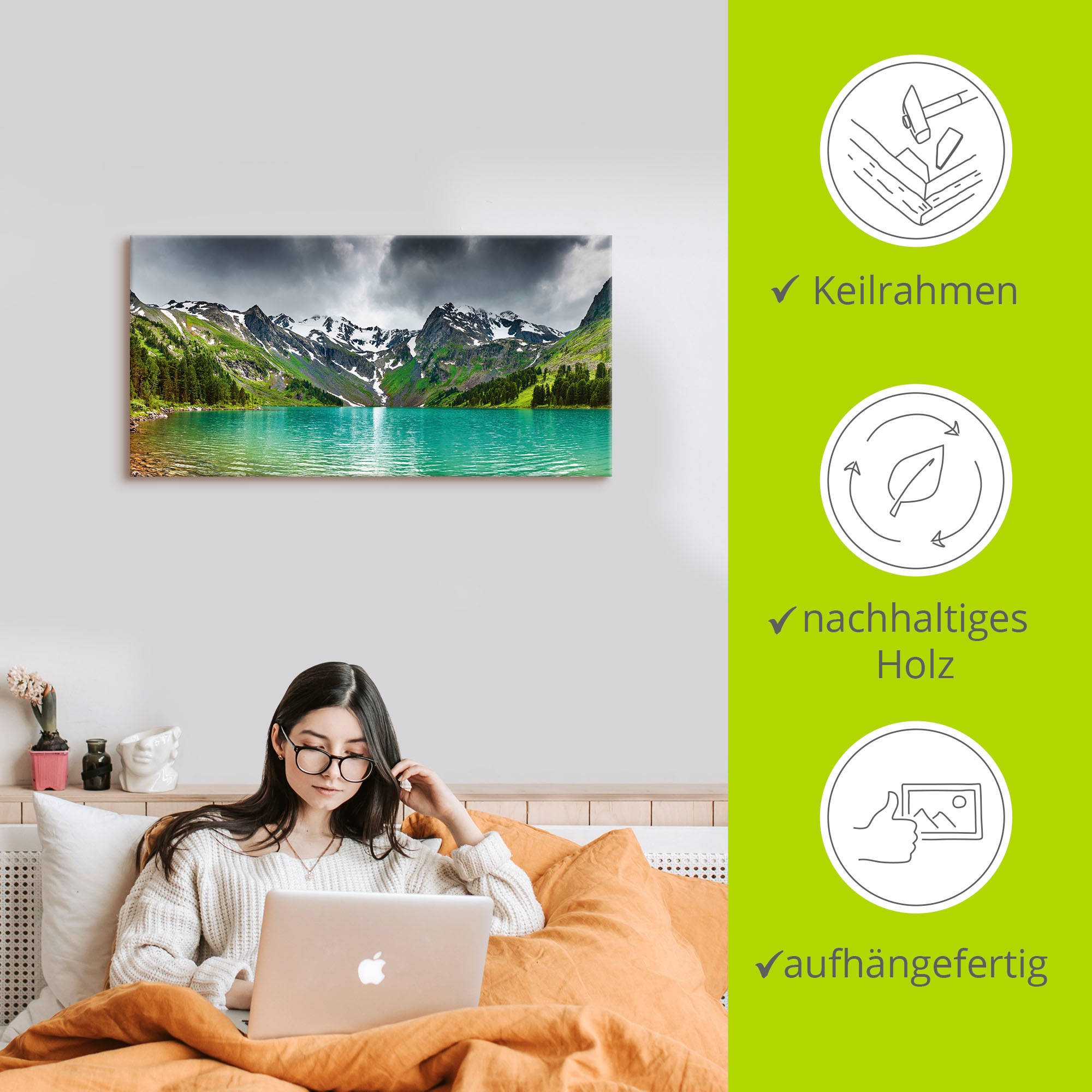Artland Wandbild »Bergsee«, Berge, (1 St.), als Alubild, Outdoorbild, Leinwandbild, Poster in verschied. Grössen