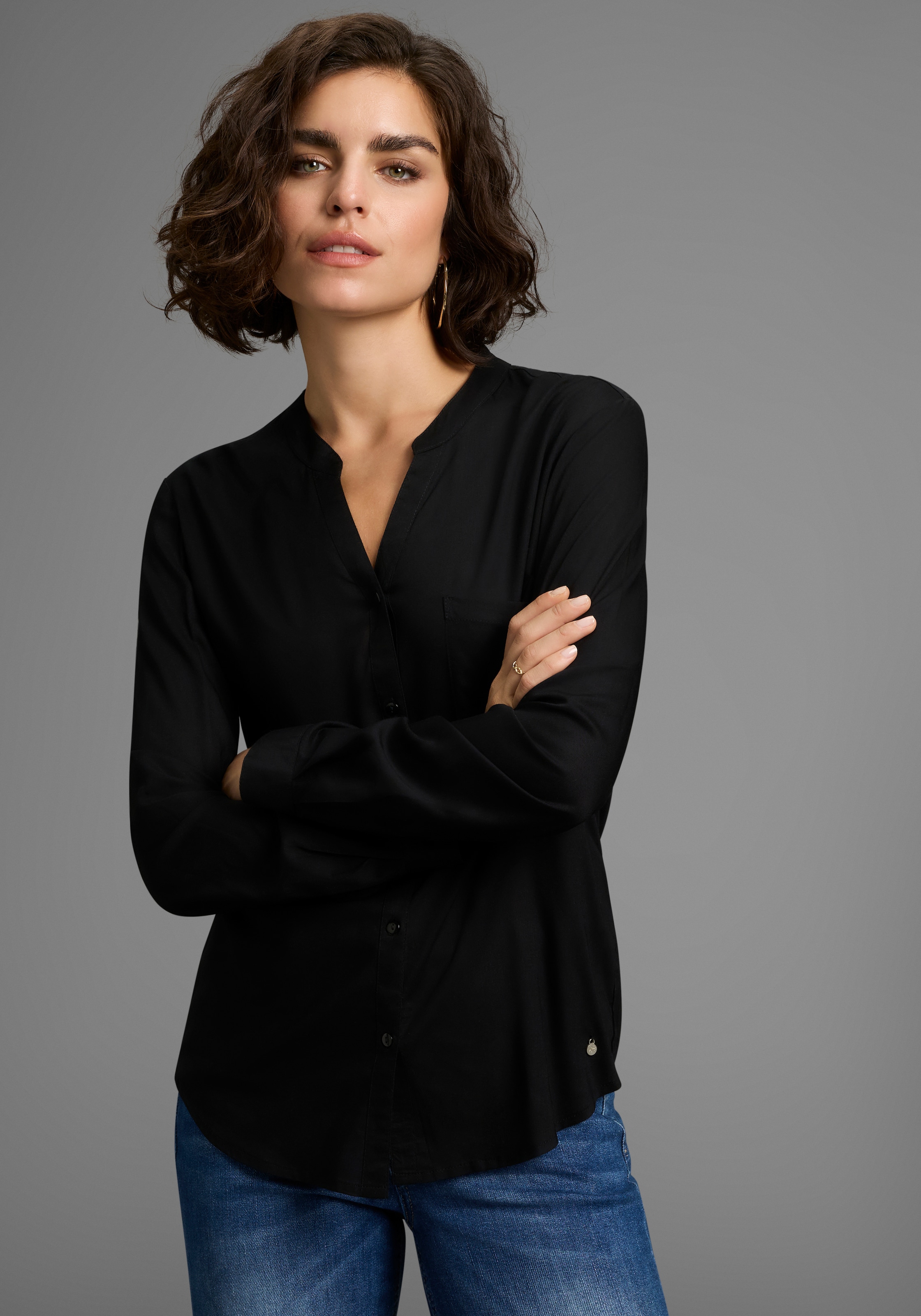 Image of AJC Hemdbluse mit kleinem Stehkragen und Brusttasche