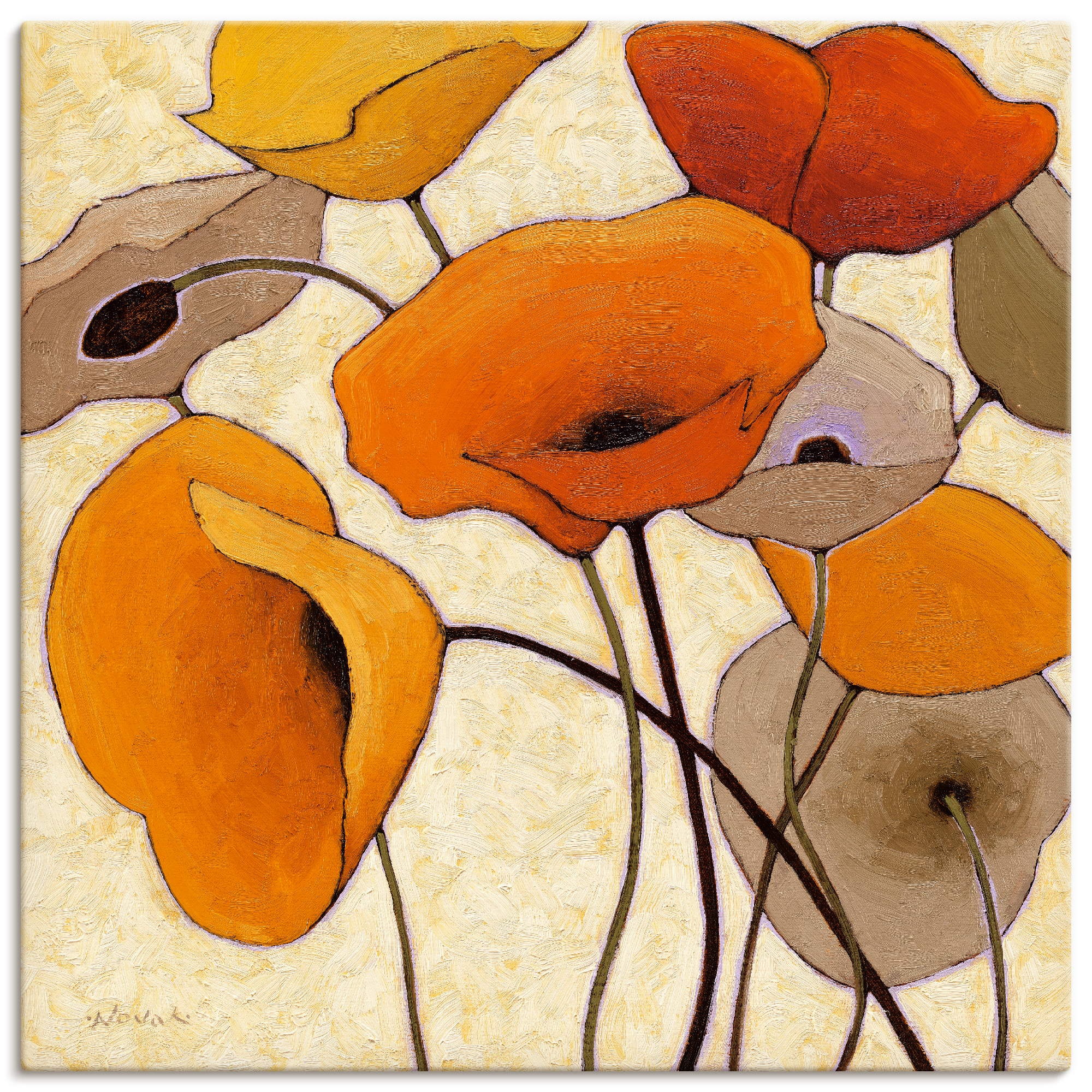 Image of Artland Leinwandbild "Kürbismohn III" Blumen 1 Stk. tlg. auf Holzrahmen gespannt