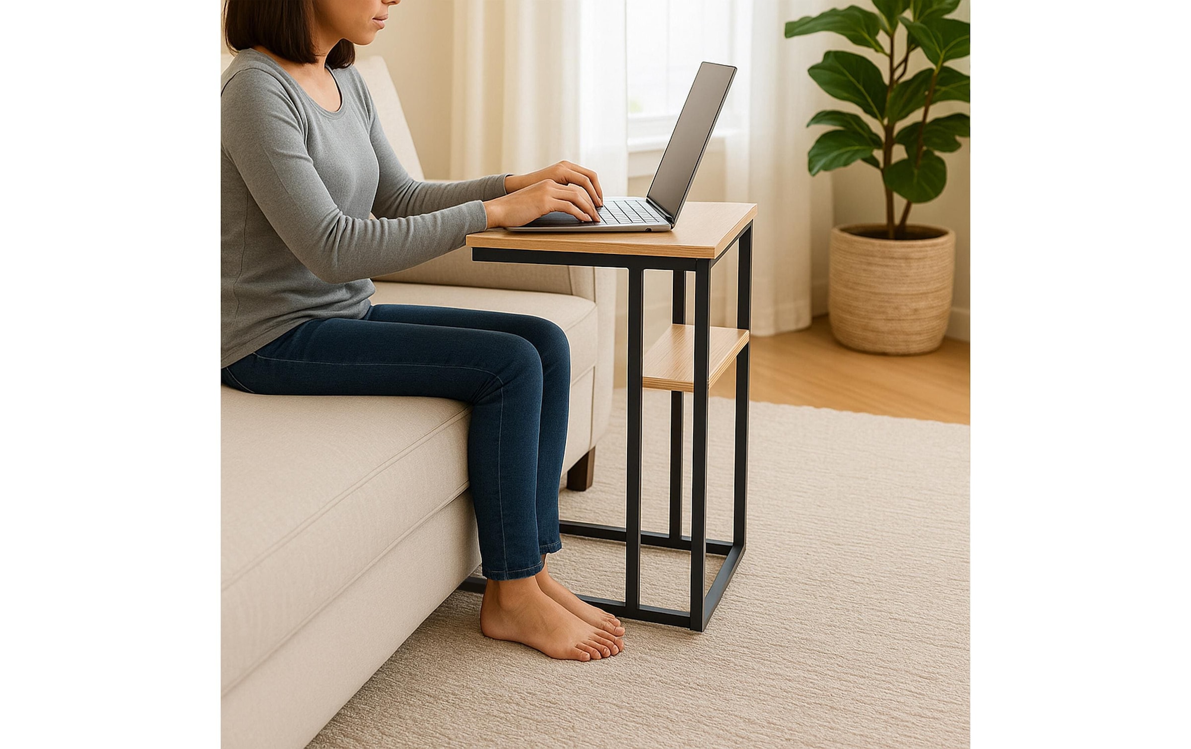 relaxdays Beistelltisch »in C-Form 60 x 40 cm«