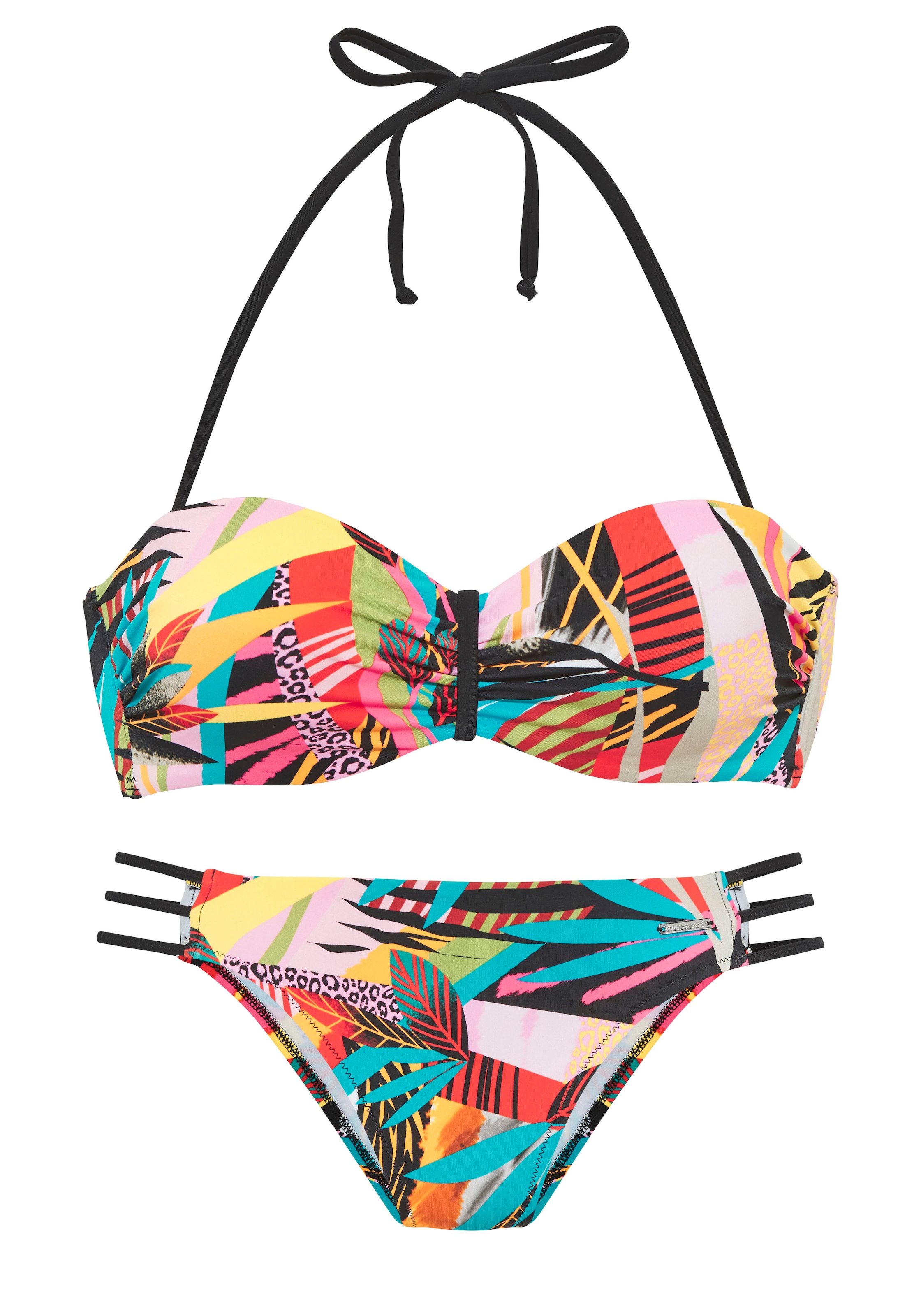 Bruno Banani Bügel-Bandeau-Bikini »Onyx«, (Set), mit kontrastfarbigen Details