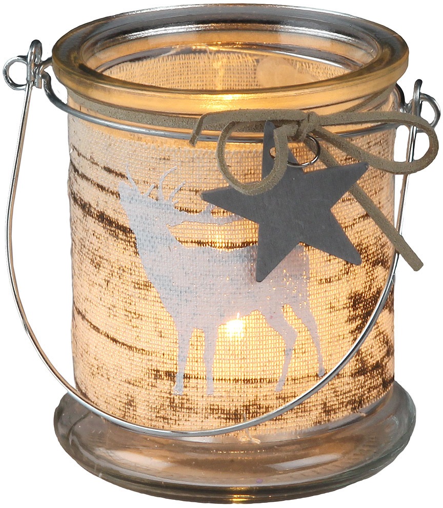 Image of Ambiente Haus Teelichthalter »Xmas Glas mit Griff - Hirsch«, (1 St.) bei Ackermann Versand Schweiz