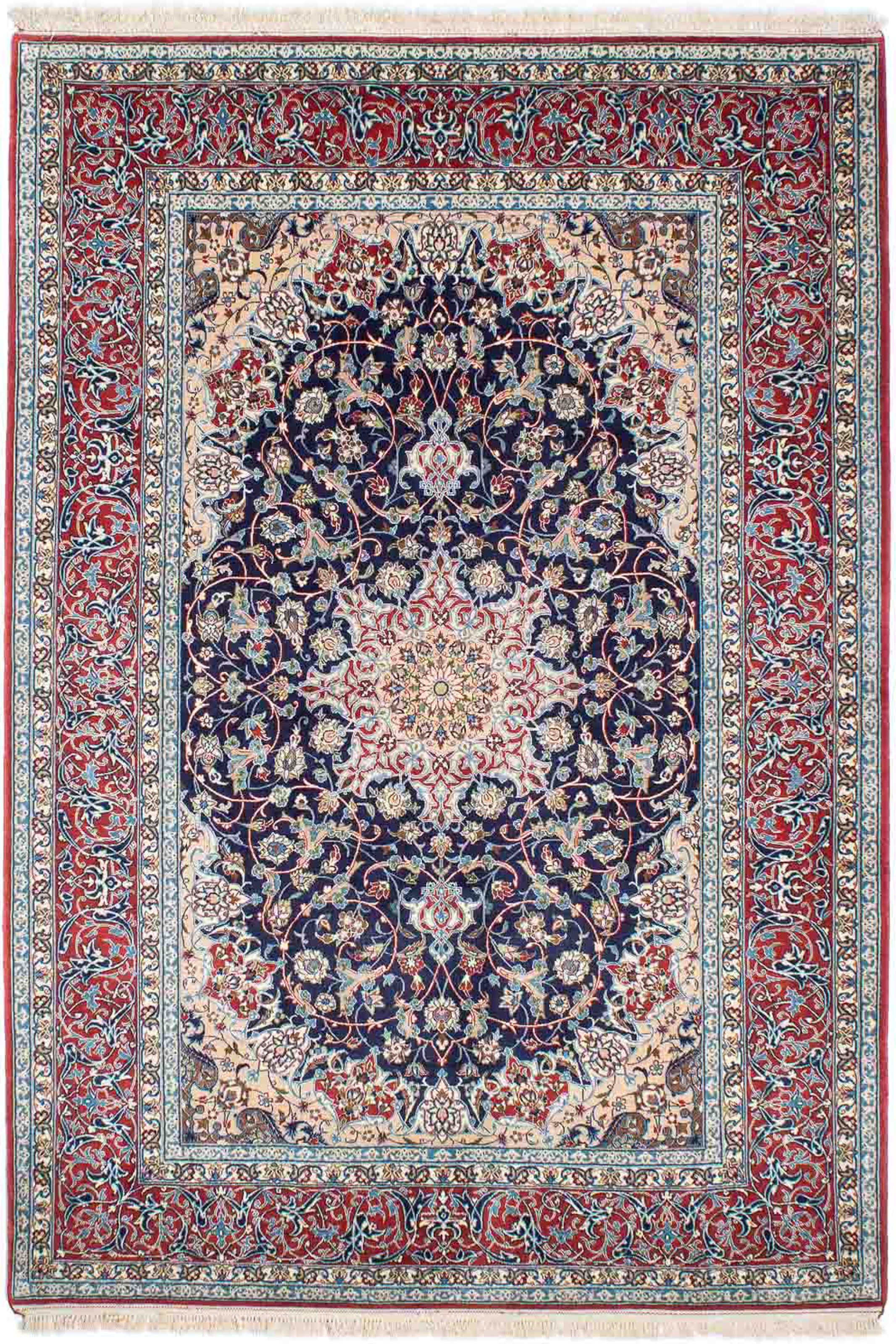 morgenland Orientteppich »Perser - Premium cm Isfahan rechteckig, Wohnzimmer, Zertifikat auf 220 Einzelstück - dunkelblau«, versandkostenfrei mit Handgeknüpft, 152 - x 