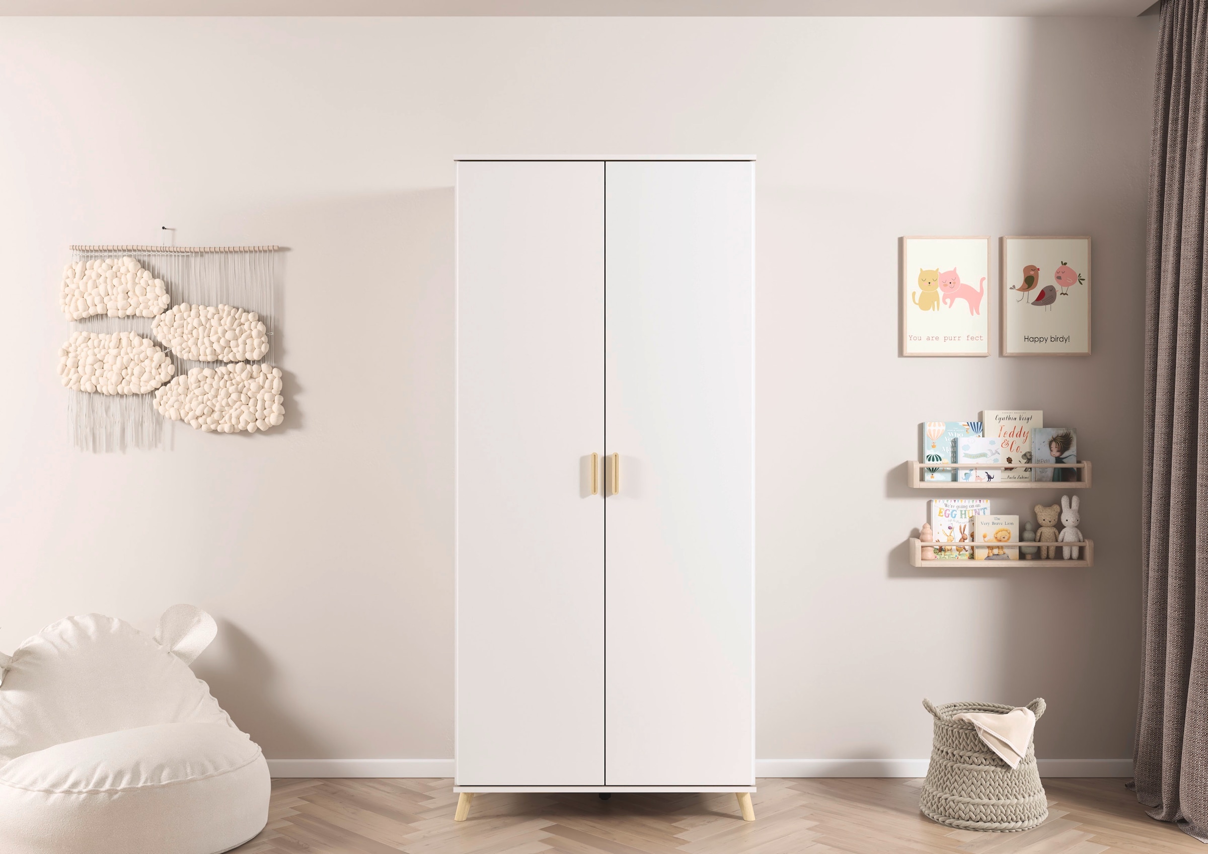 rauch Kleiderschrank »Ottos Choice Skandi Kinderzimmer Bestseller Schlafzimmerschrank FALUN« Breite 92/137/182, Höhe 203 cm,  im modernen Skandi-Look, Füsse/Griffe Eiche massiv MADE IN GERMANY