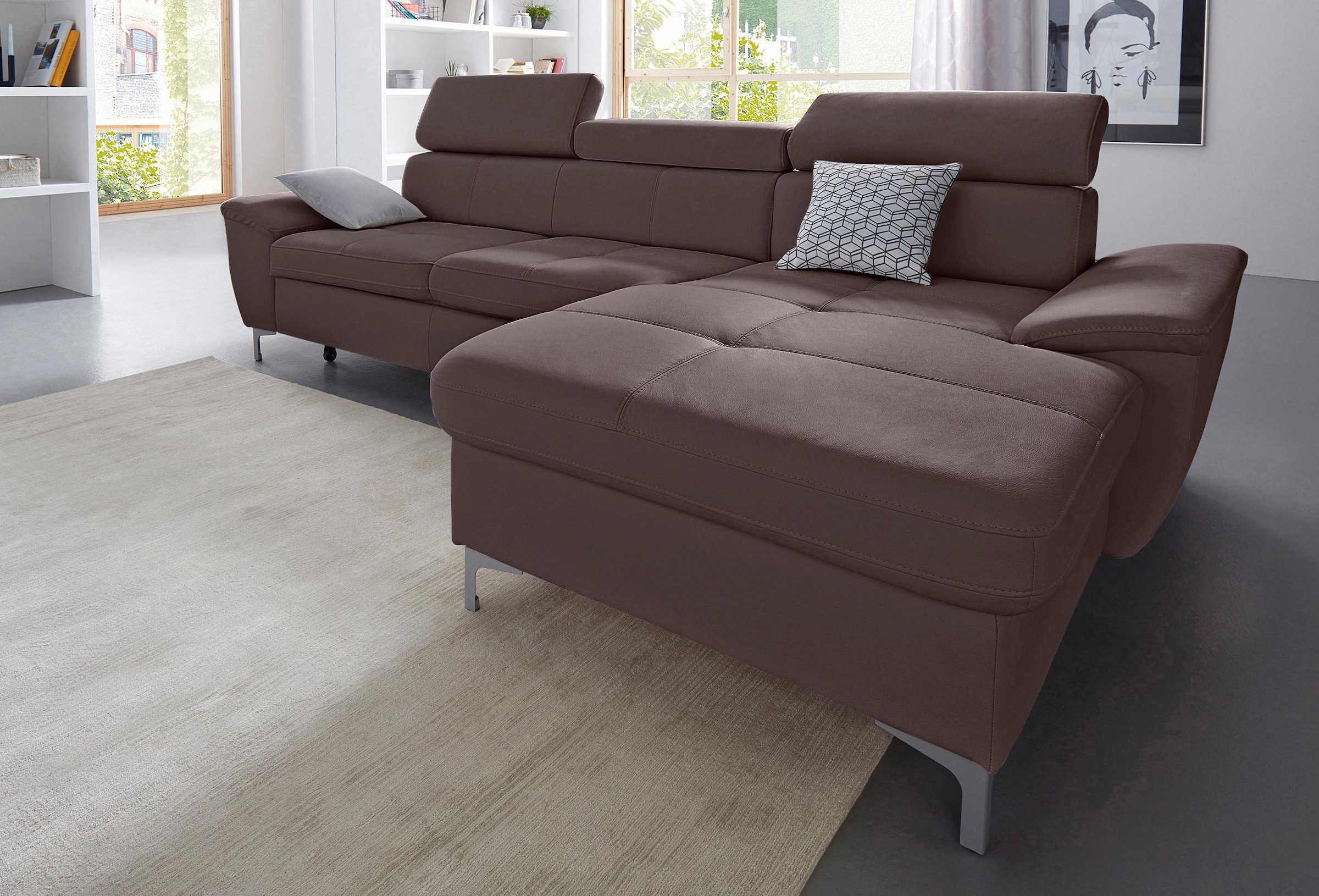exxpo - sofa fashion Ecksofa »Azzano, L-Form«, wahlweise mit Bettfunktion und Bettkasten