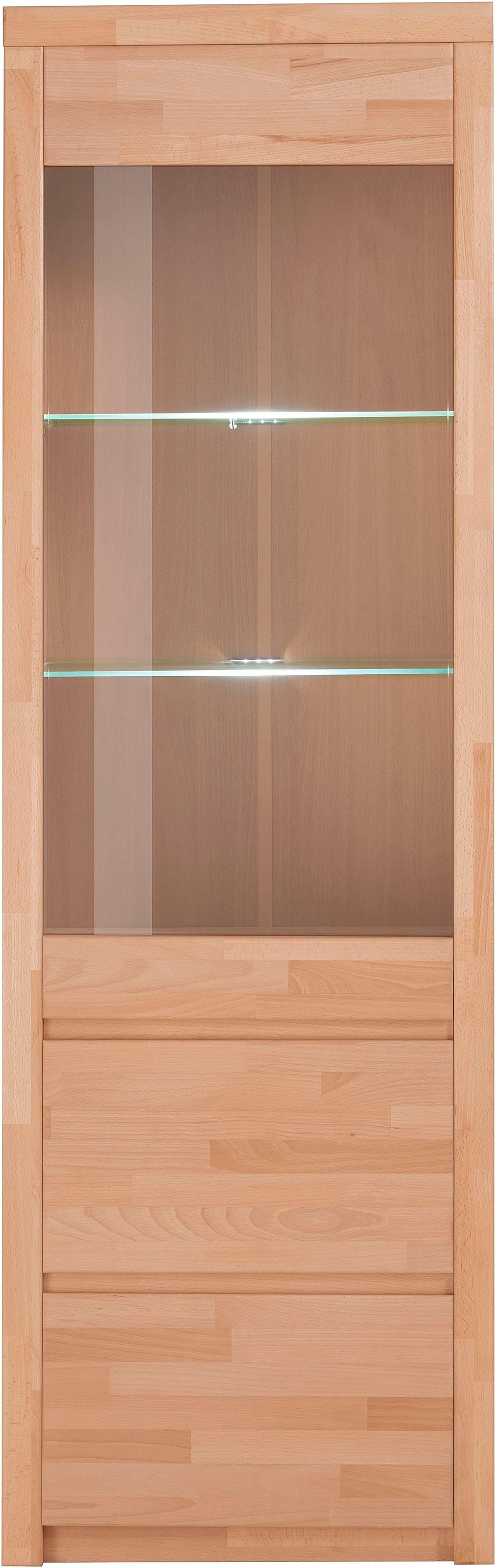 Image of GOODproduct Vitrine "SILKEBORG75, Tür mit Glaseinsatz, Türanschlag wechselbar rechts/links." B/T/H: 60/35/190cm, Kernbuche teilmassiv geölt, 5 Fächer, Griffmulden