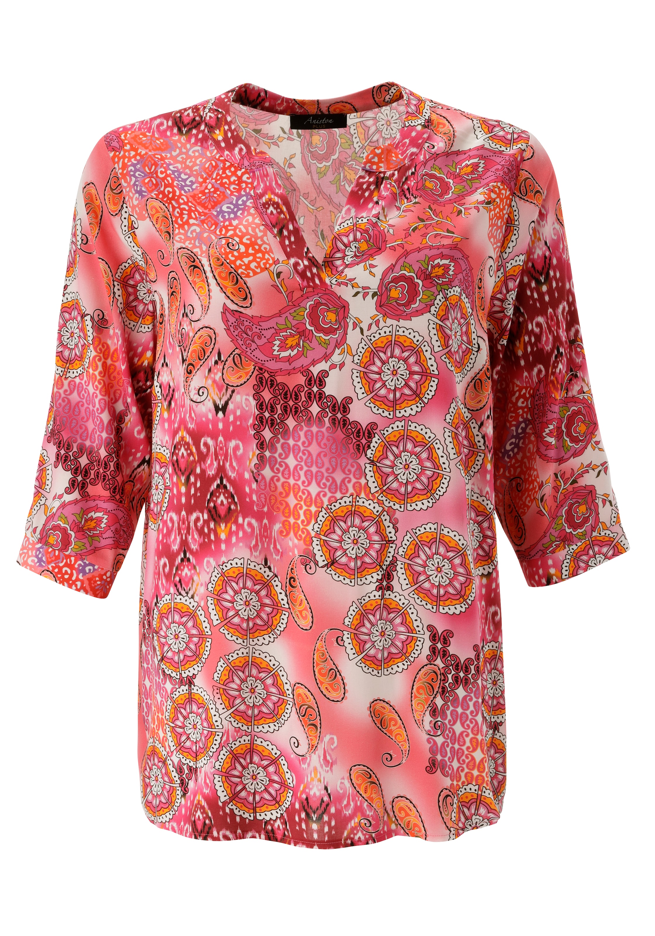 Aniston PLUS Schlupfbluse mit extravaganten farbenfrohes Blumen-Paileydessin - NEUE KOLLEKTION