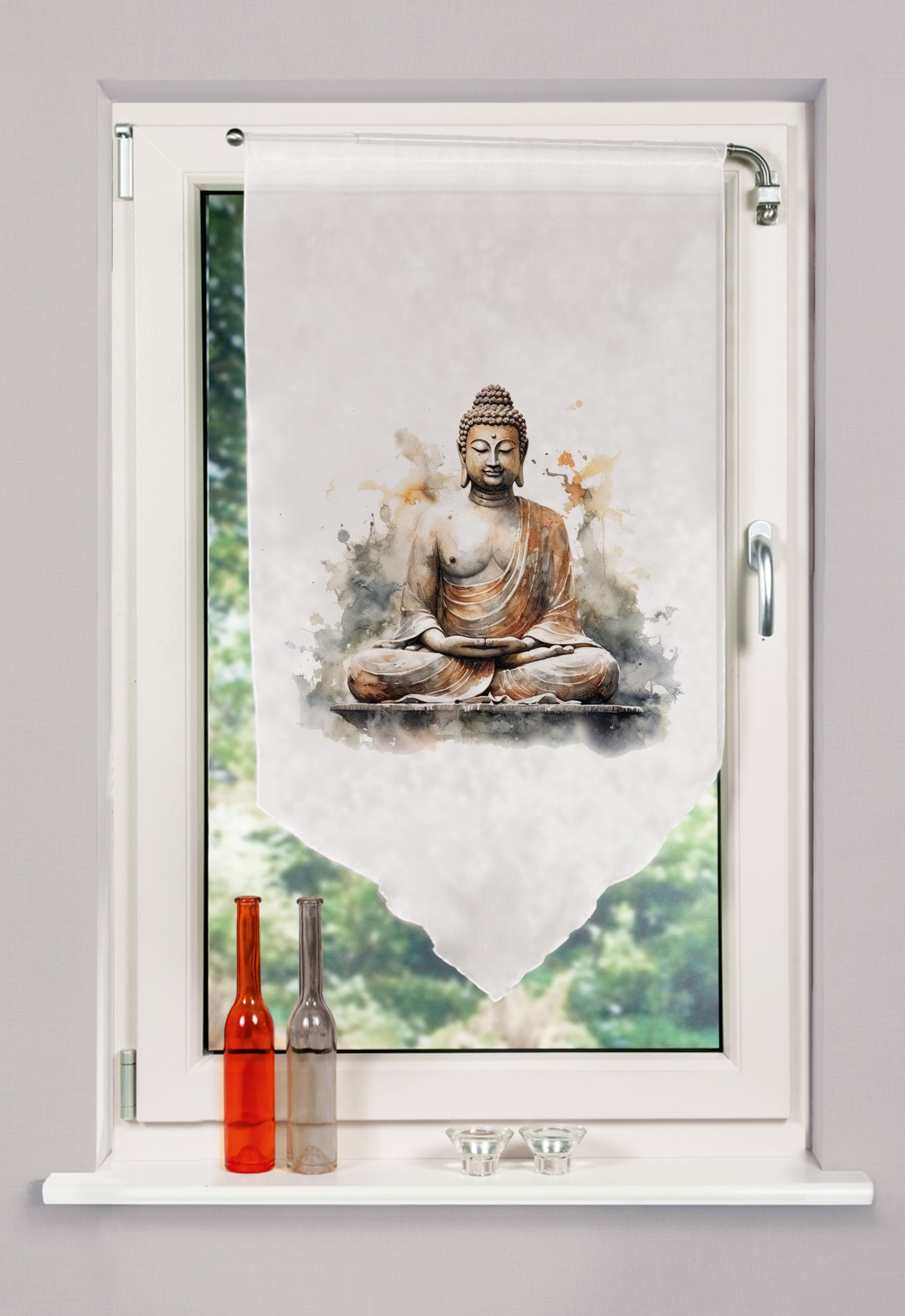 Image of HOME WOHNIDEEN Scheibengardine "ZAYRA" Stangendurchzug 1 Stk. tlg. DIGITALBEDRUCKT, VOILE, SCHAUBE