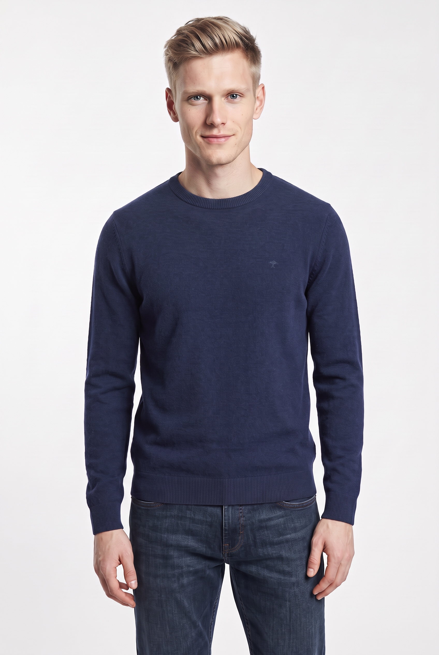 Image of FYNCH-HATTON Strickpullover mit hochwertigem Kaschmiranteil, Rundhals, Casual Fit