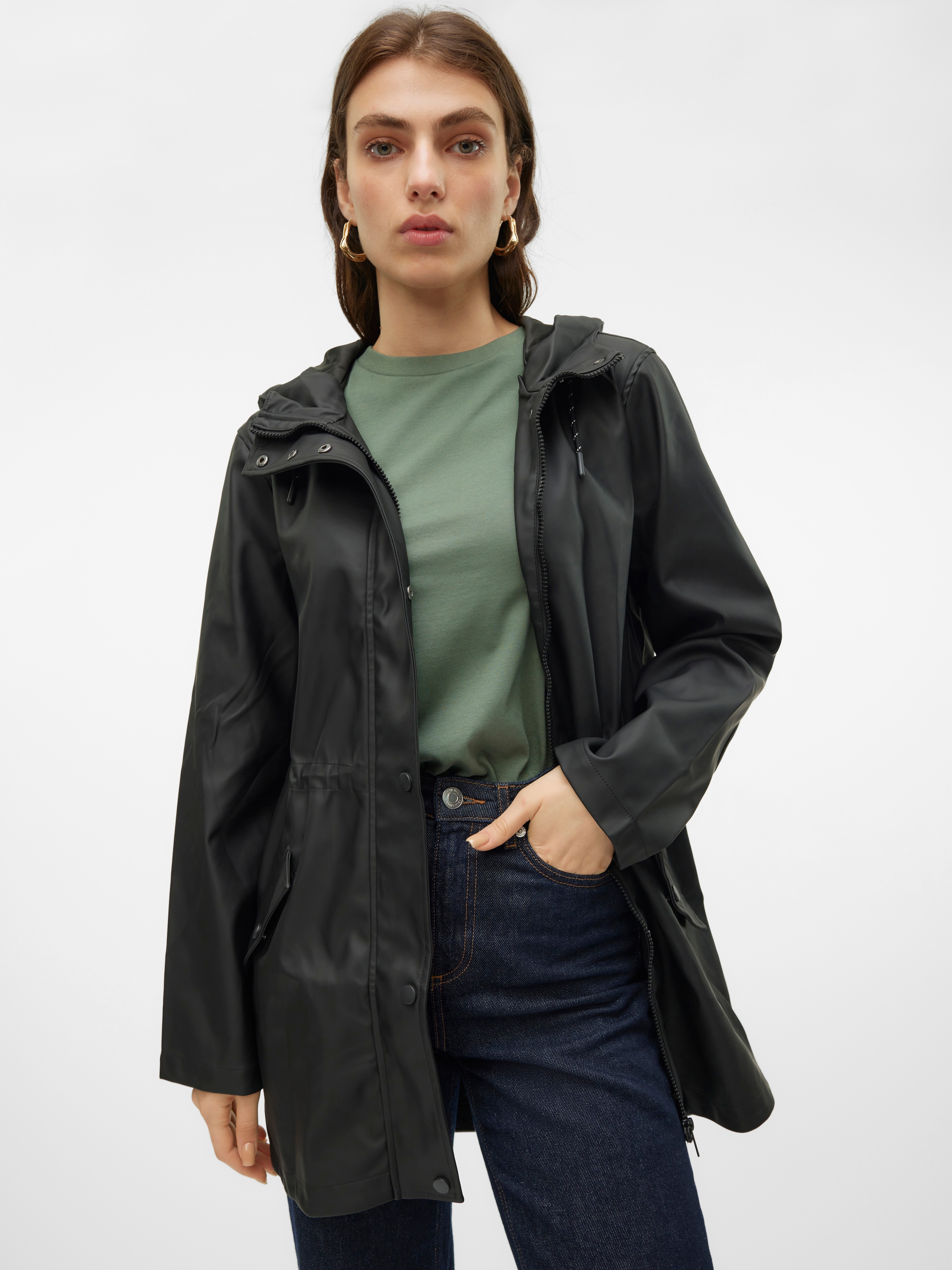 Vero Moda Regenjacke »VMMALOU COATED JACKET« mit Kapuze Lederimitat