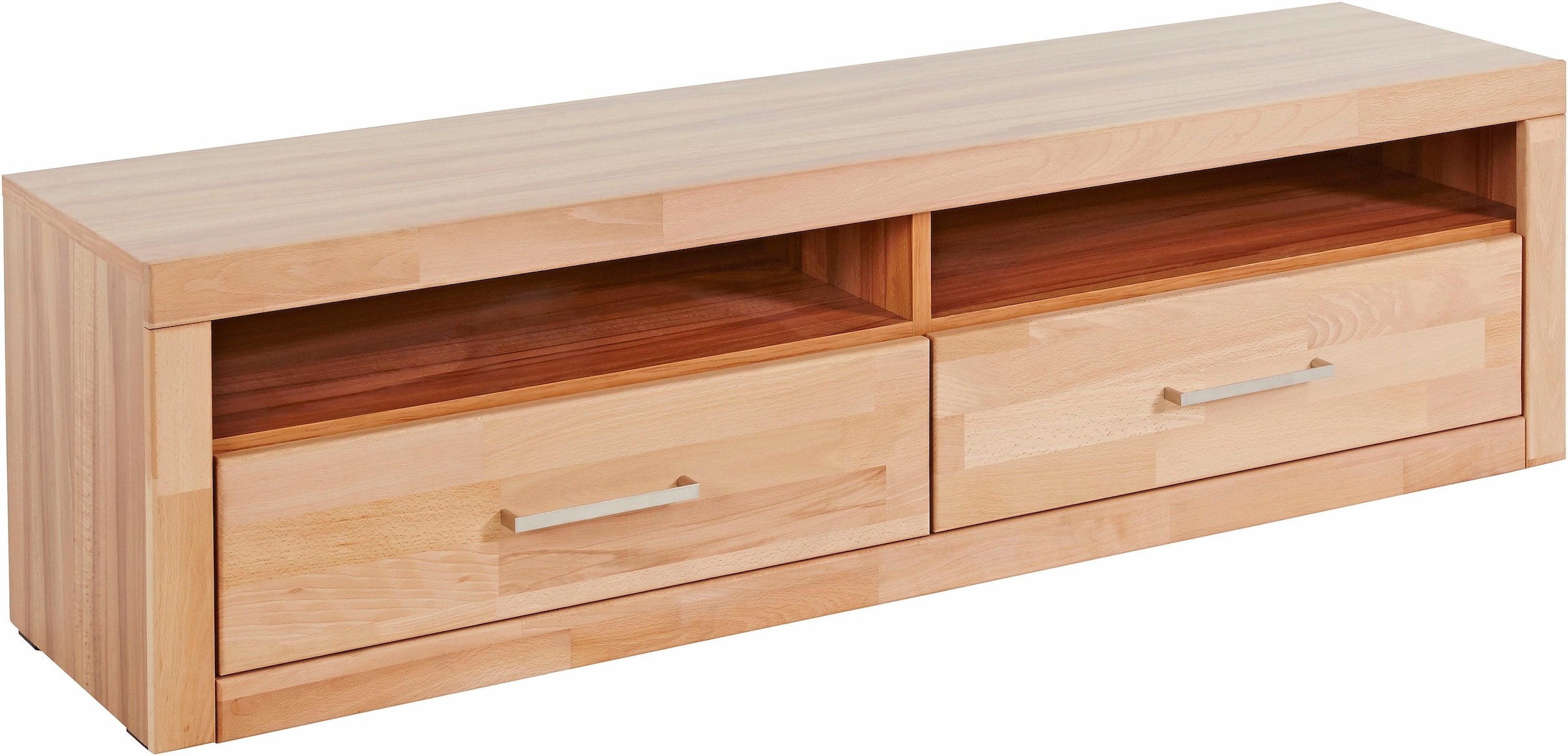 Home affaire Lowboard »Ribe,140cm breit,38cm hoch mit 2 Klappen,Oberplatte aus Massivholz«, Holz massiv, Holzwerkstoff, Metall Griffe,2 Klappen