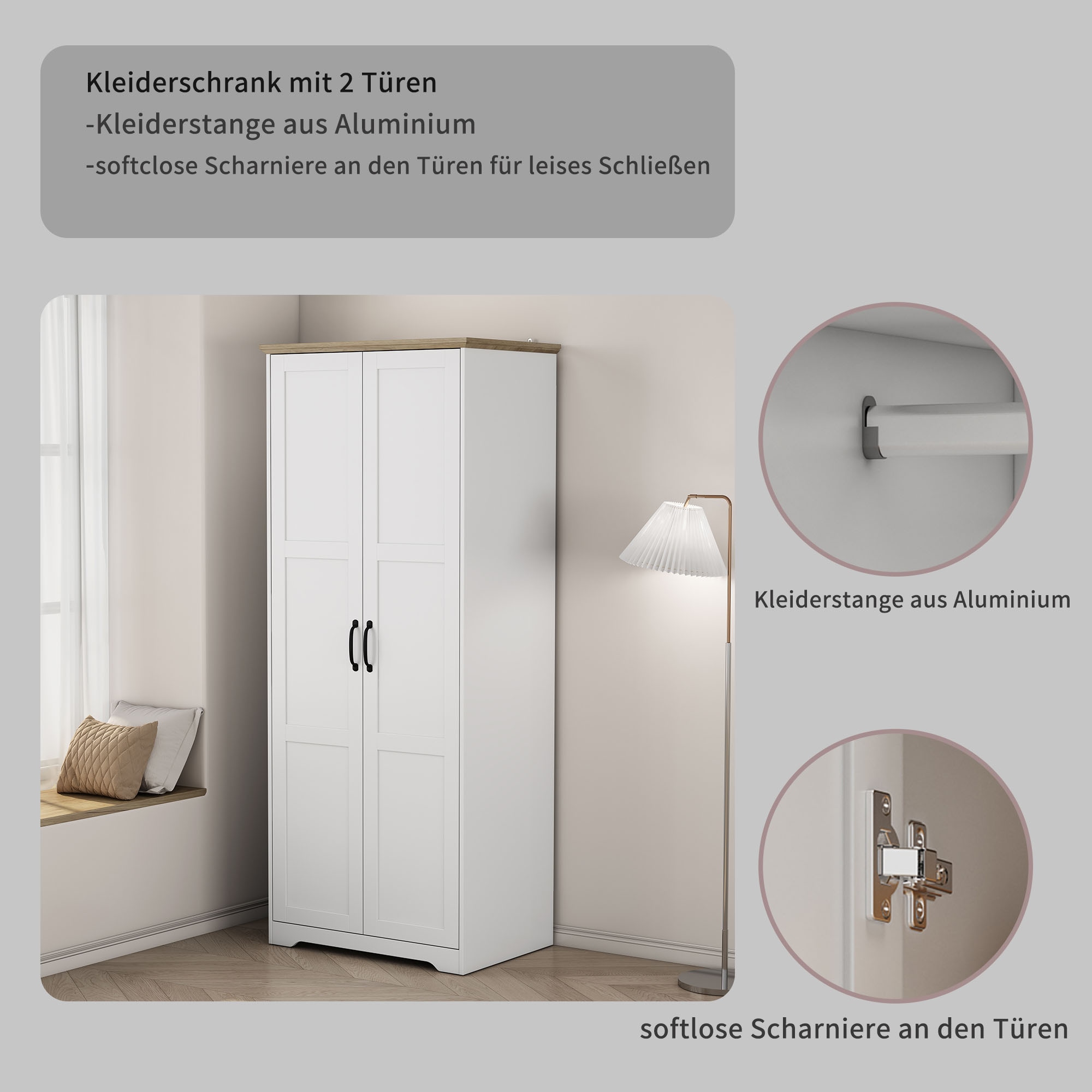 GOODproduct Kleiderschrank »Emmilia Schrank Schlafzimmerschrank im Landhaus Design« Landhaus Schrank mit  2 Türen in Breite 82,7cm, Höhe 2m