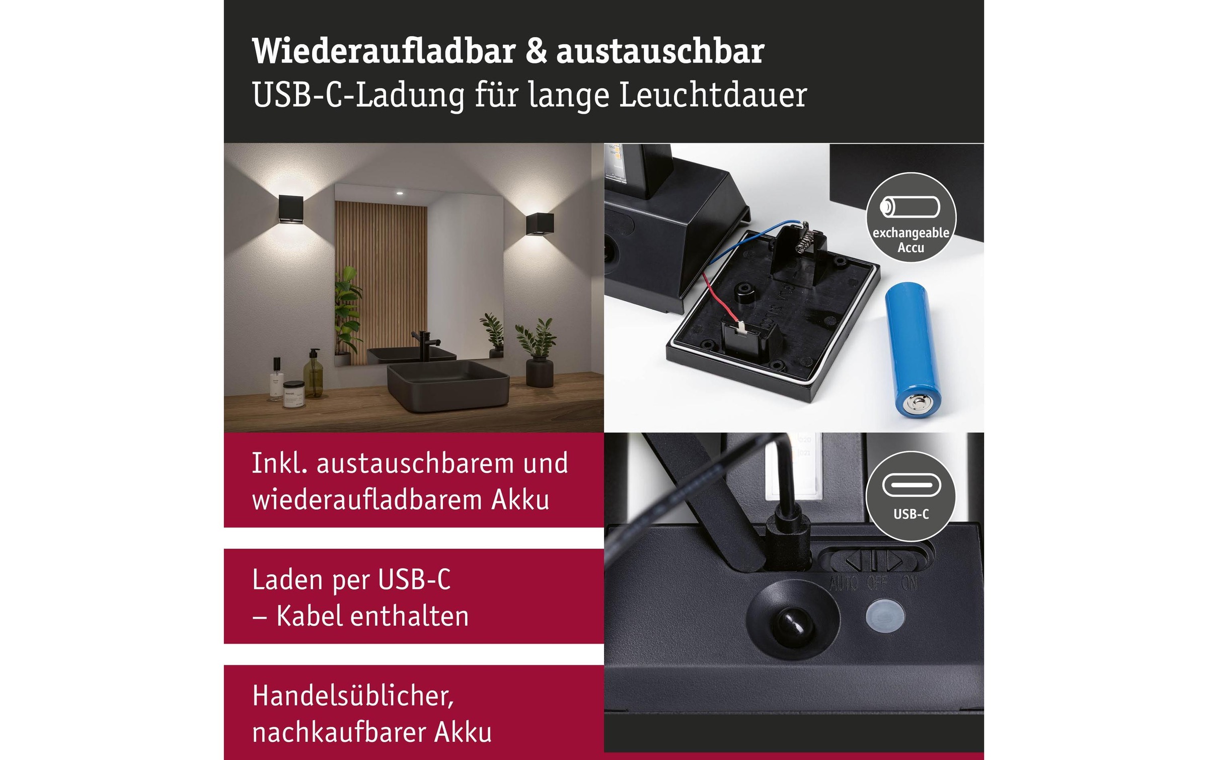 Paulmann Lampe murale »Nyara IP44« 1 cuis