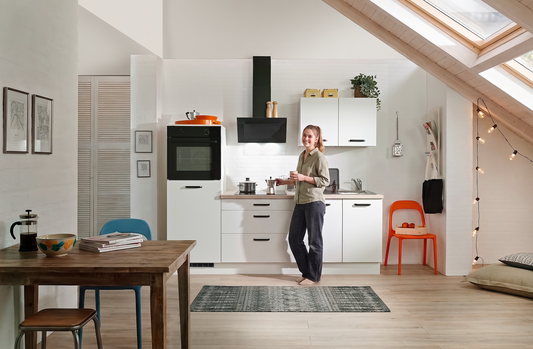 wiho Küchen Kitchenette »Compact« Largeur 240 cm, options avec appareils (avec réfrigérateur)