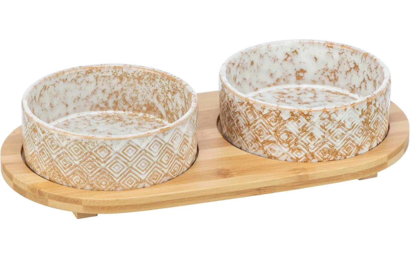 TRIXIE Mangeoire »Napf-Set 2 x 0.8 l, 39 x8 x 20 cm« Compatible avec aliments humides et secs, antidérapant