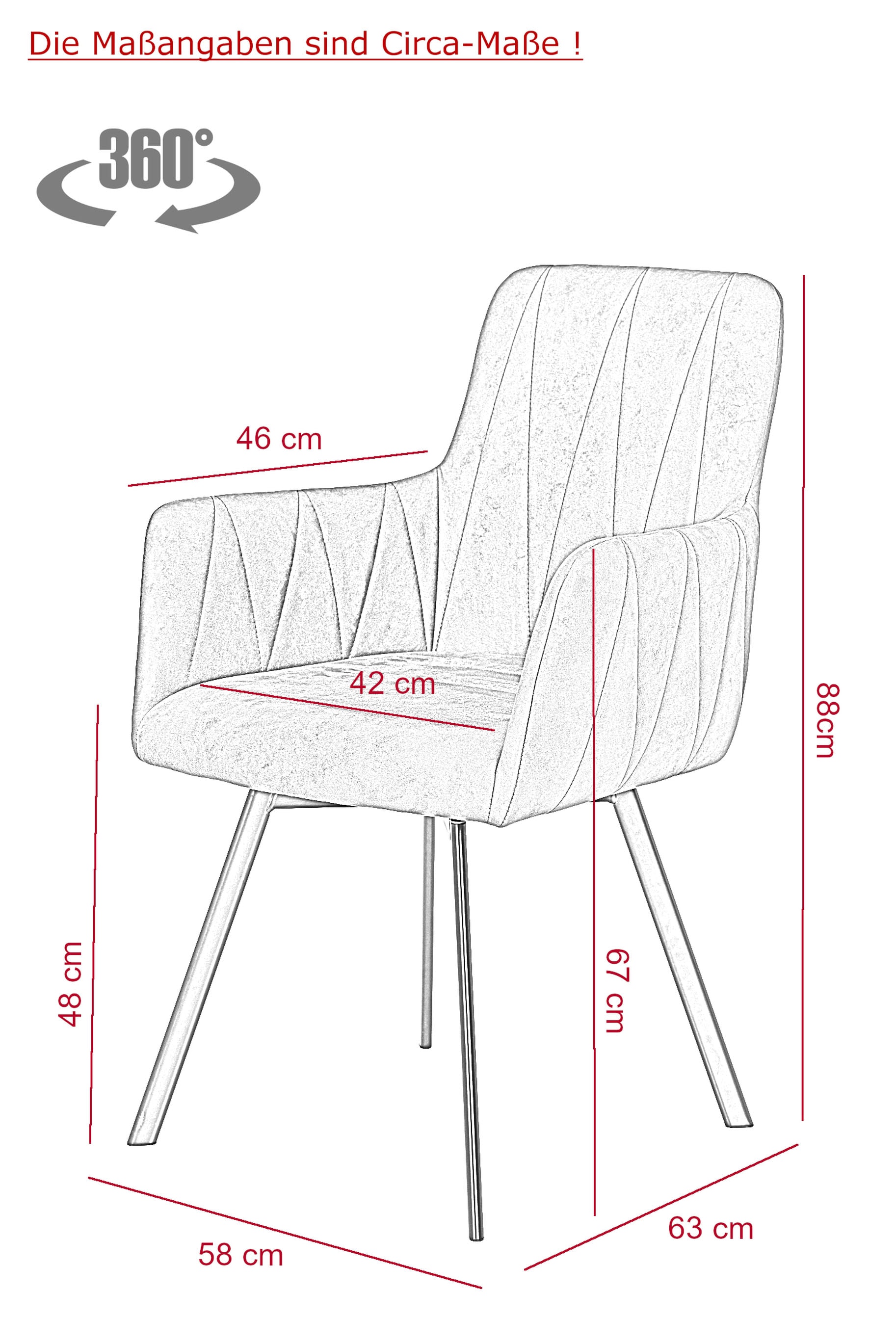 HELA Ensemble de salle à manger »GESA« 1 Tisch / 4 Stühle, 5 cuis tlg. Tischplatte ausziehbar, Stuhl 360 Grad drehbar