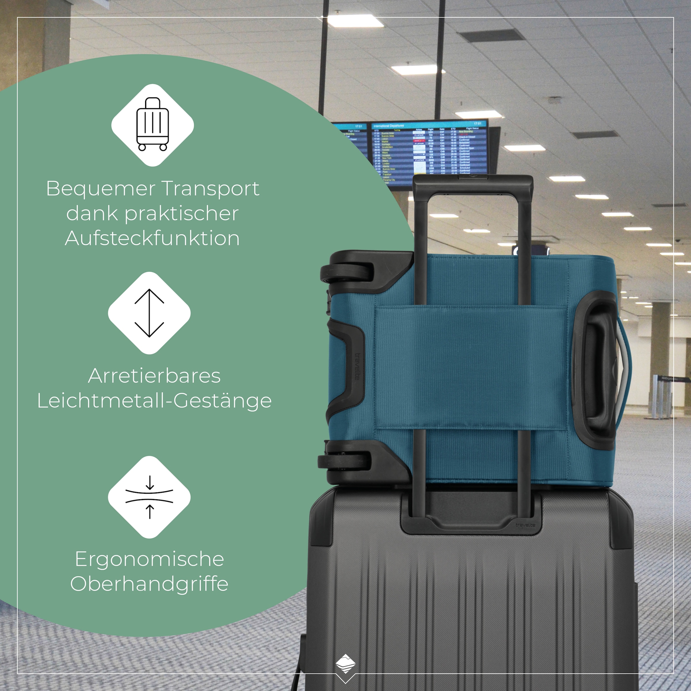 travelite Trolley pour bagages à main »JETPACK Wings 2 Cabin Handgepäck Koffer« 25 litre 2 Rollen bagage souple, compatible Eurowings et de nombreuses compagnies aériennes courantes