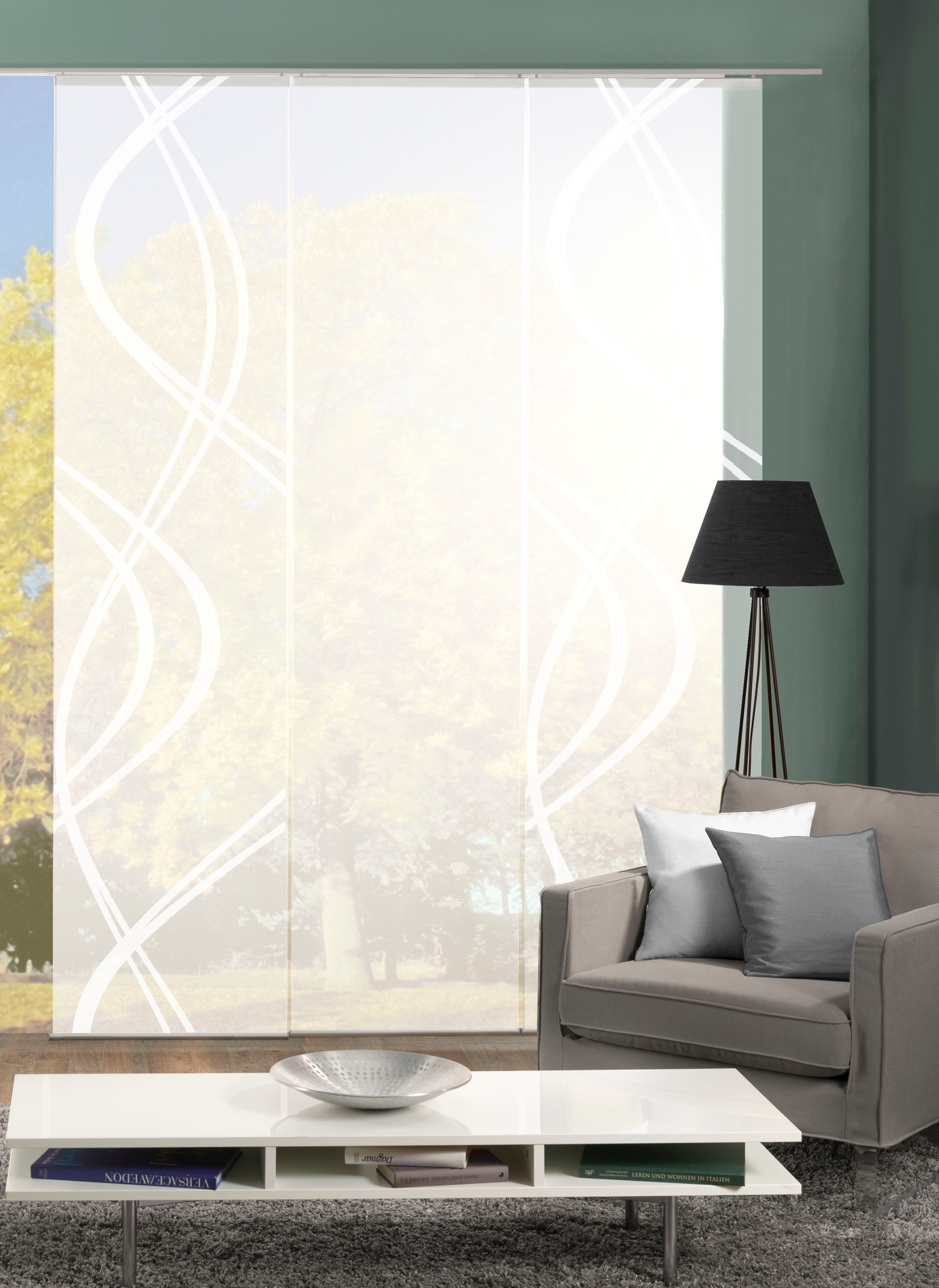 Image of HOME WOHNIDEEN Schiebegardine »TIBERIO/UNI 3er SET«, (3 St.), Voile, mit blickdichtem Scherli bei Ackermann Versand Schweiz