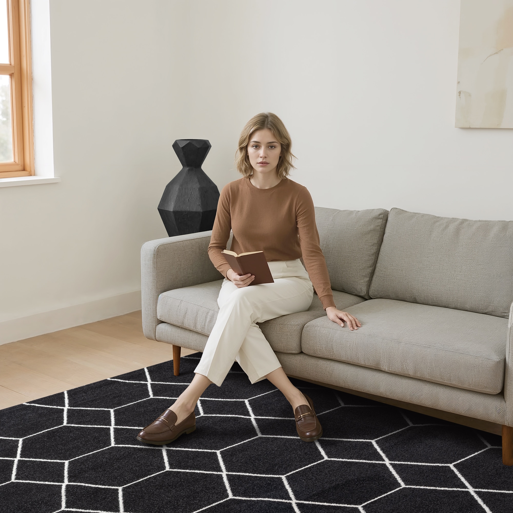 Sanat Teppich »Trellis , auch als Läufer und Rund« rechteckig 10 mm Höhe Kurzflor, skandi, boho, grosse Farbauswahl, alle Räume