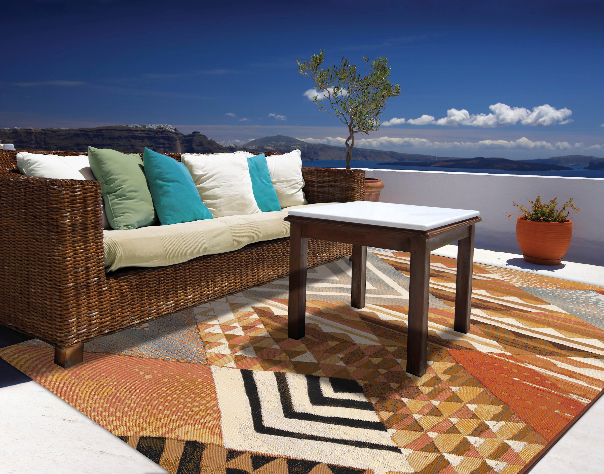 rechteckig, Falcone »Outdoor-Africa und Teppich 35«, Gino Flachgewebe, In- geeignet, Outdoor günstig Wohnzimmer kaufen