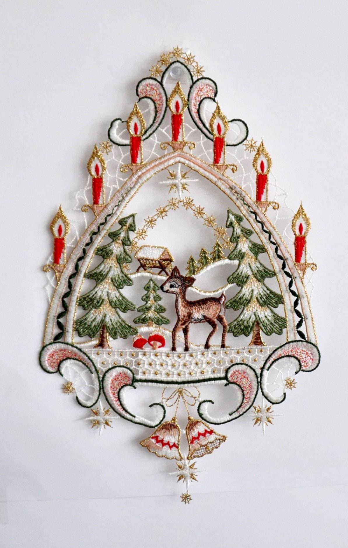 Image of Stickereien Plauen Fensterbild "Reh im Wald"