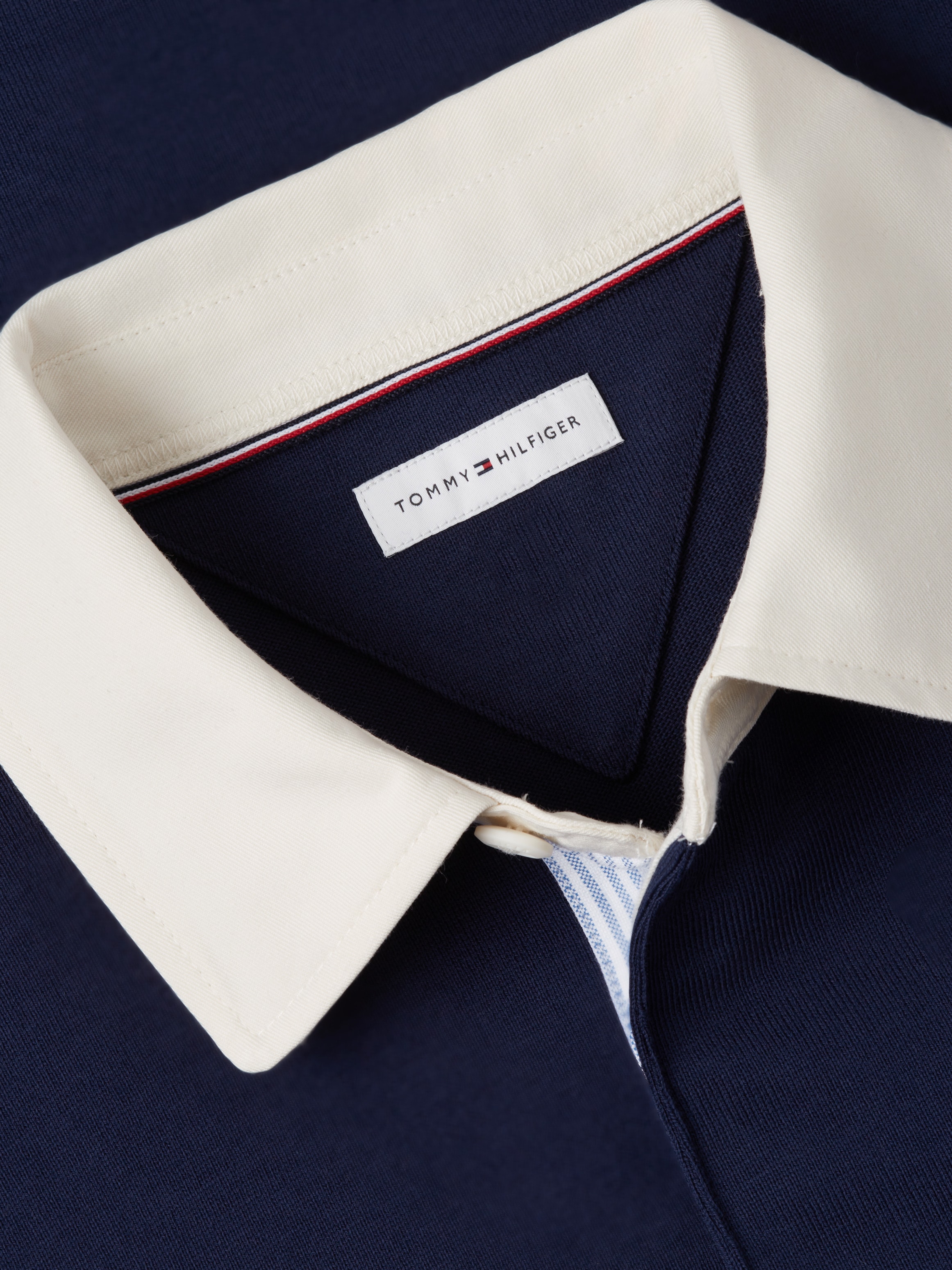 Tommy Hilfiger Big & Tall Maillot de rugby »BT-ESSENTIAL SOLID RUGBY« grandes tailles, col contrasté