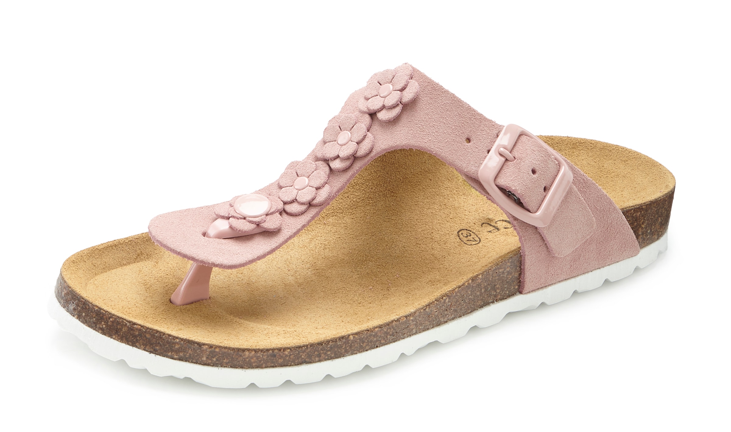 Vivance Pantolette »Mule, Sandale, offener Schuh, Sommerschuh,«  NOUVEAU en cuir avec semelle intérieure en liège et application fleurie