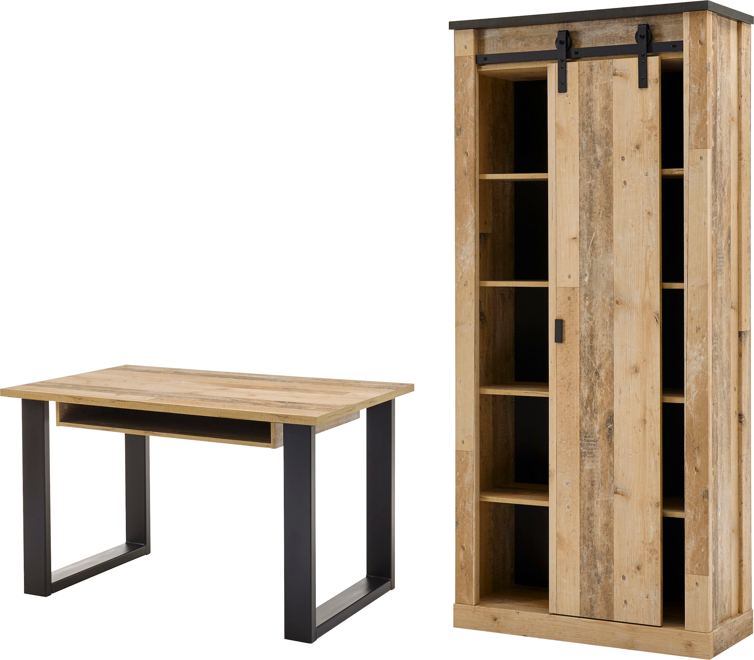 Home affaire Schrank-Set »SHERWOOD«, (2 St.), Büromöbel Set, mit  Scheunentorbeschlag aus Metall, Breite ca. 220 cm versandkostenfrei auf