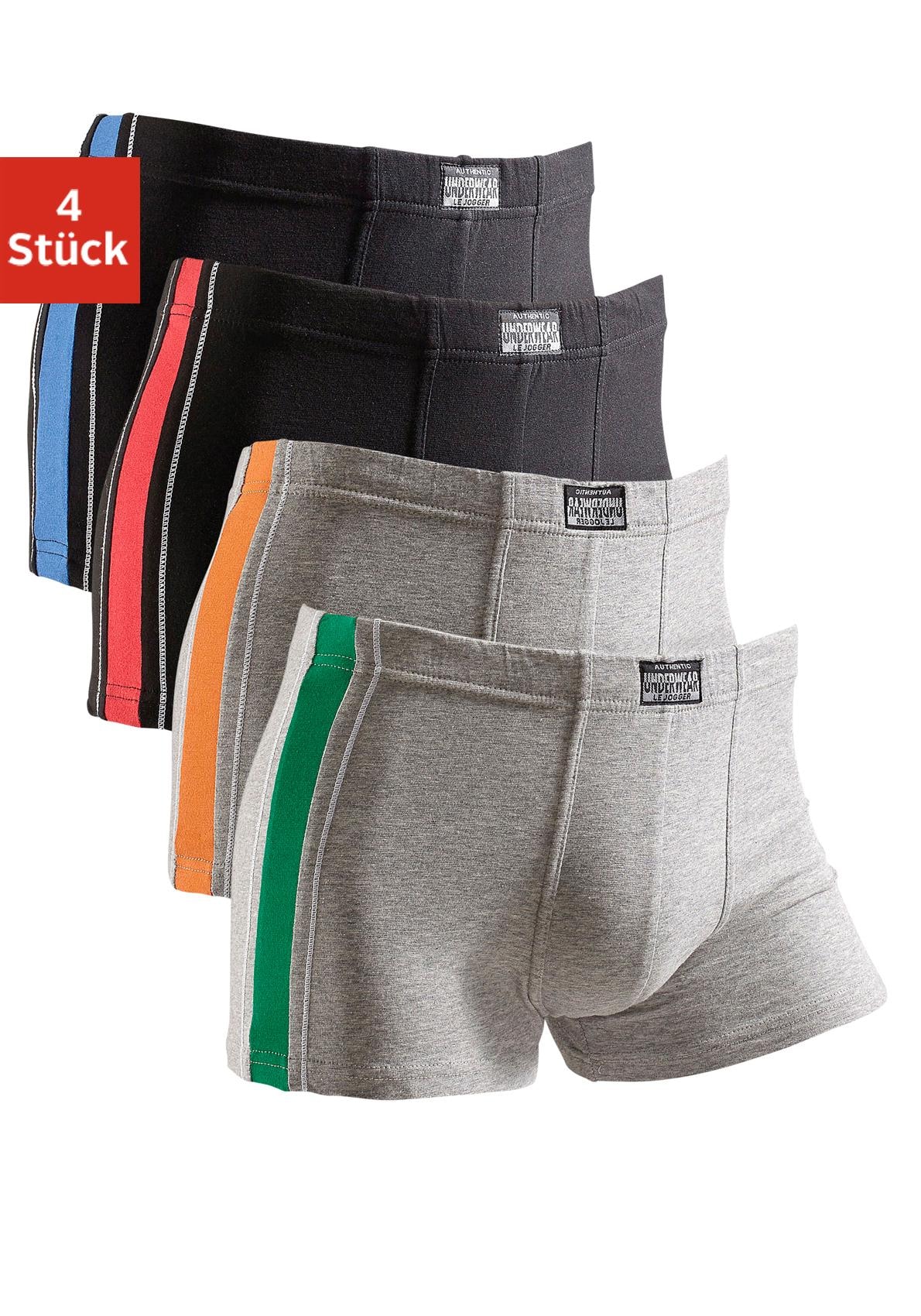 St.), ♕ Streifen AUTHENTIC UNDERWEAR versandkostenfrei mit 4 seitlich auf (Packung, kontrastfarbigen Boxer,