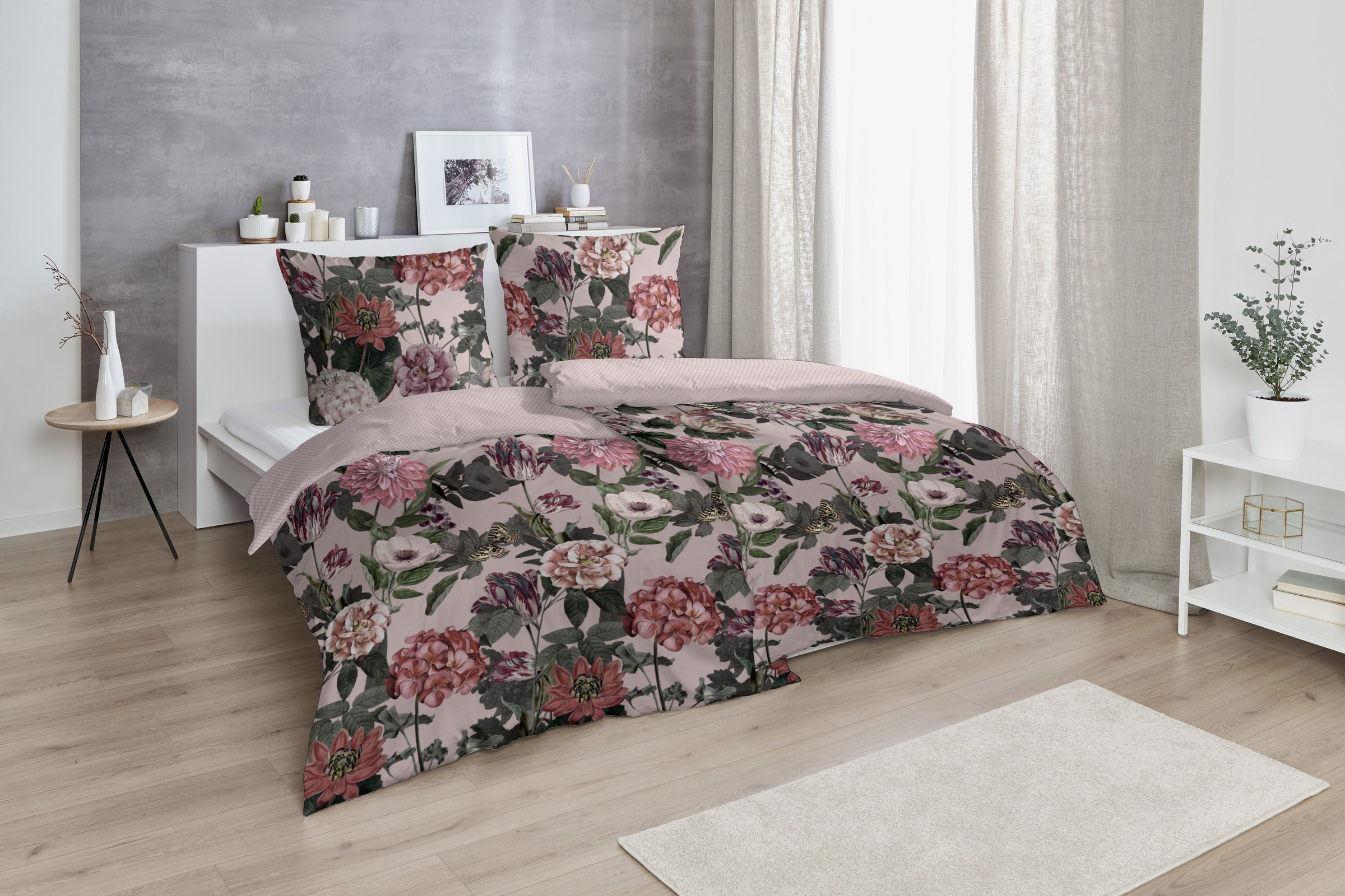 Primera Bettwäsche "Mako-Satin Bettwäsche "Blümerant"" 2 Stk. Mit großen Blumen