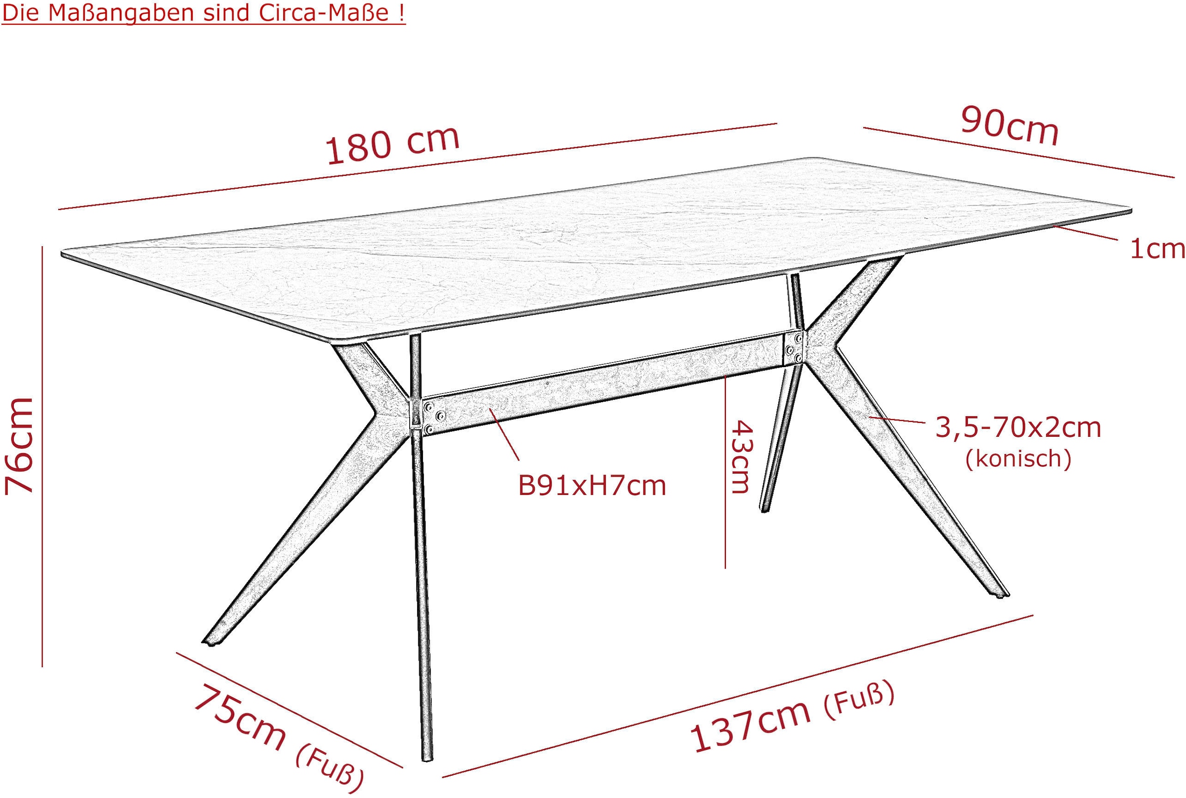 HELA Essgruppe »ISAR« Set, 5 tlg. 5tlg., Marmoroptik (glänzend), Schwingstuhl, Federkorb