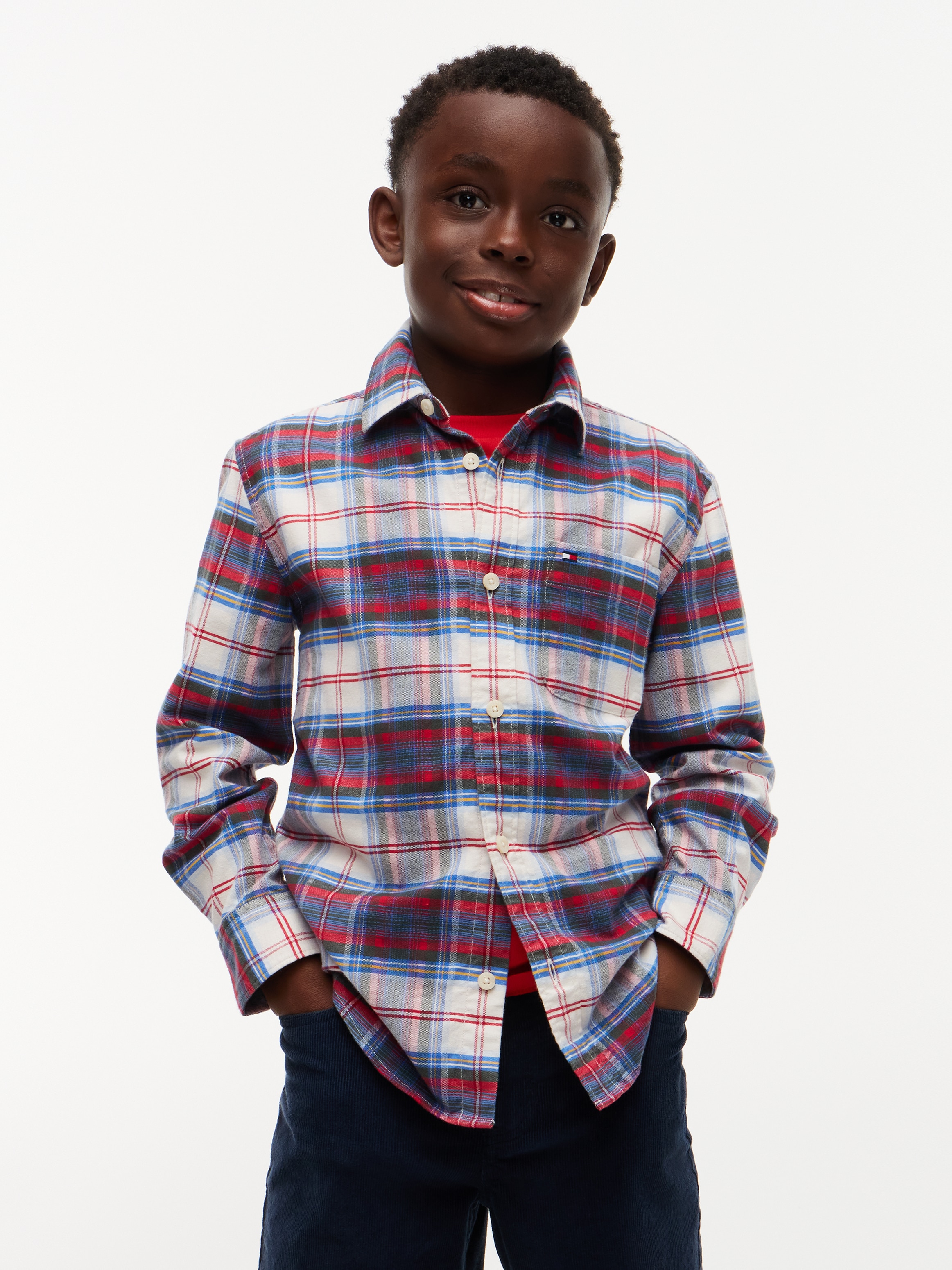 Image of Tommy Hilfiger Langarmhemd Karo-Design, Regular Fit, Kinder bis 16 Jahre