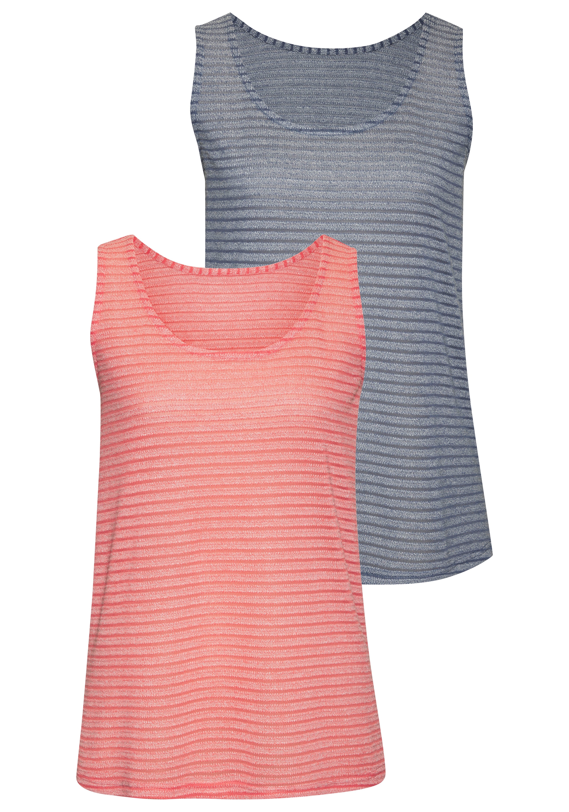 Vivance Trägertop »in Streifenoptik«, (2er-Pack), aus luftigem Jacquard-Strick