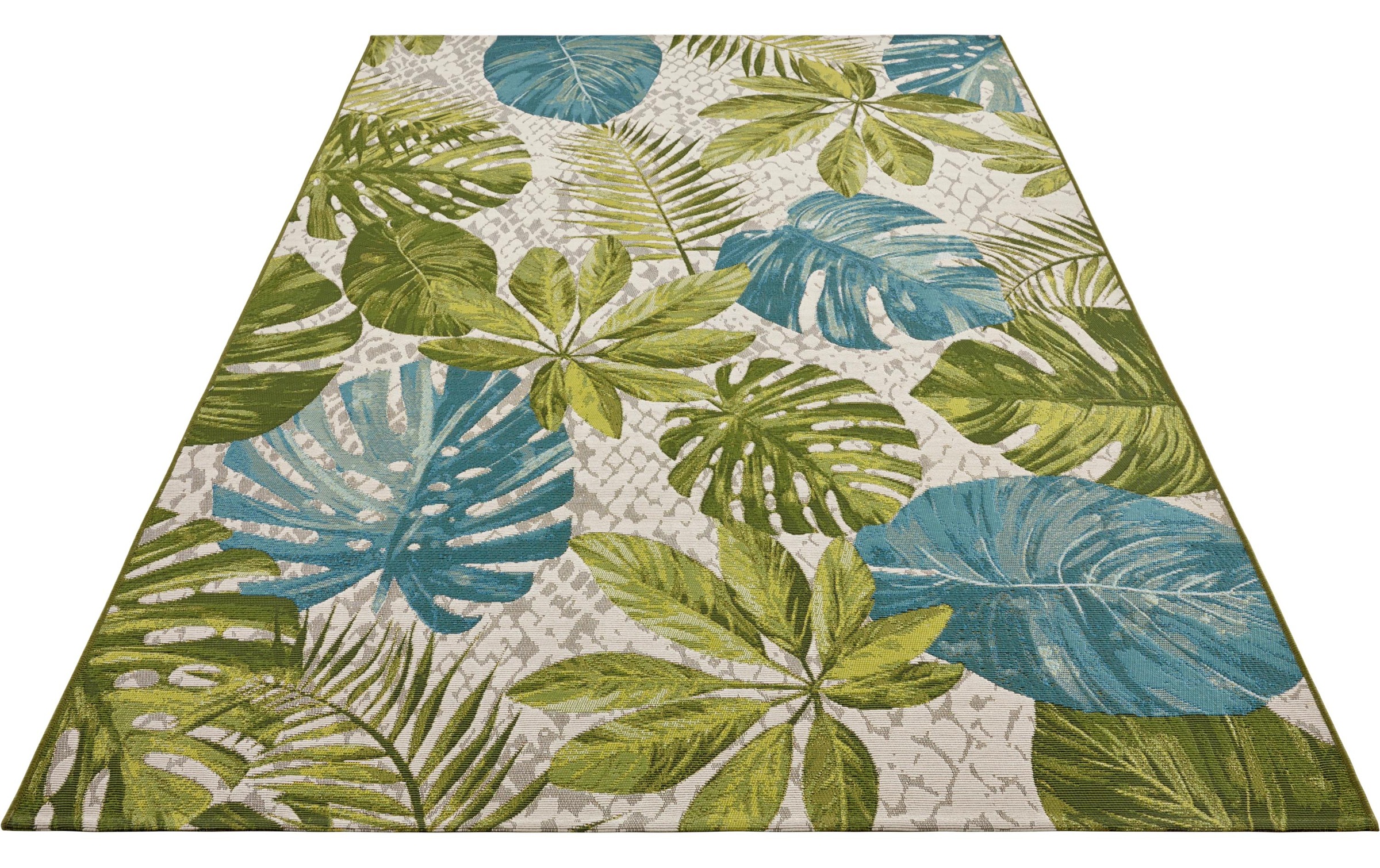 THE RUGS Flair Indoor Outdoor Rug & Runner Tropical Flatweave Patio Rug in Green | Size: 160cm x 235cm