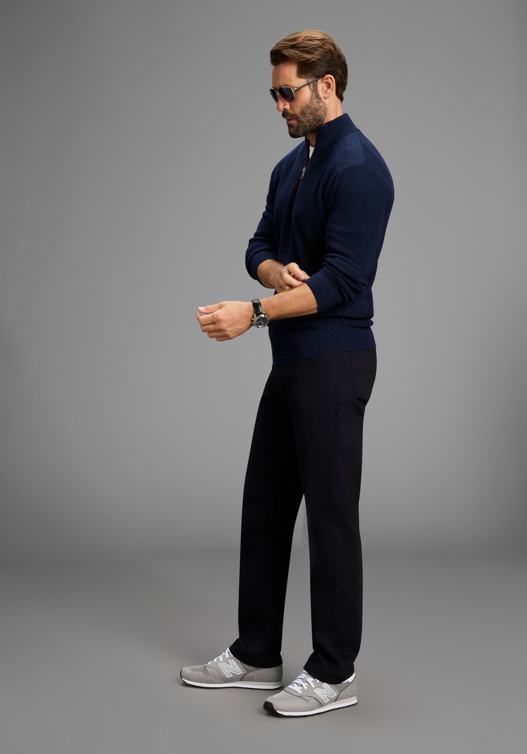 Man's World Troyer »Neue Kollektion ! Highlight kontrastfarbener Reissverschluss!« Feinstrick Rippe, ideal für die Übergangszeit