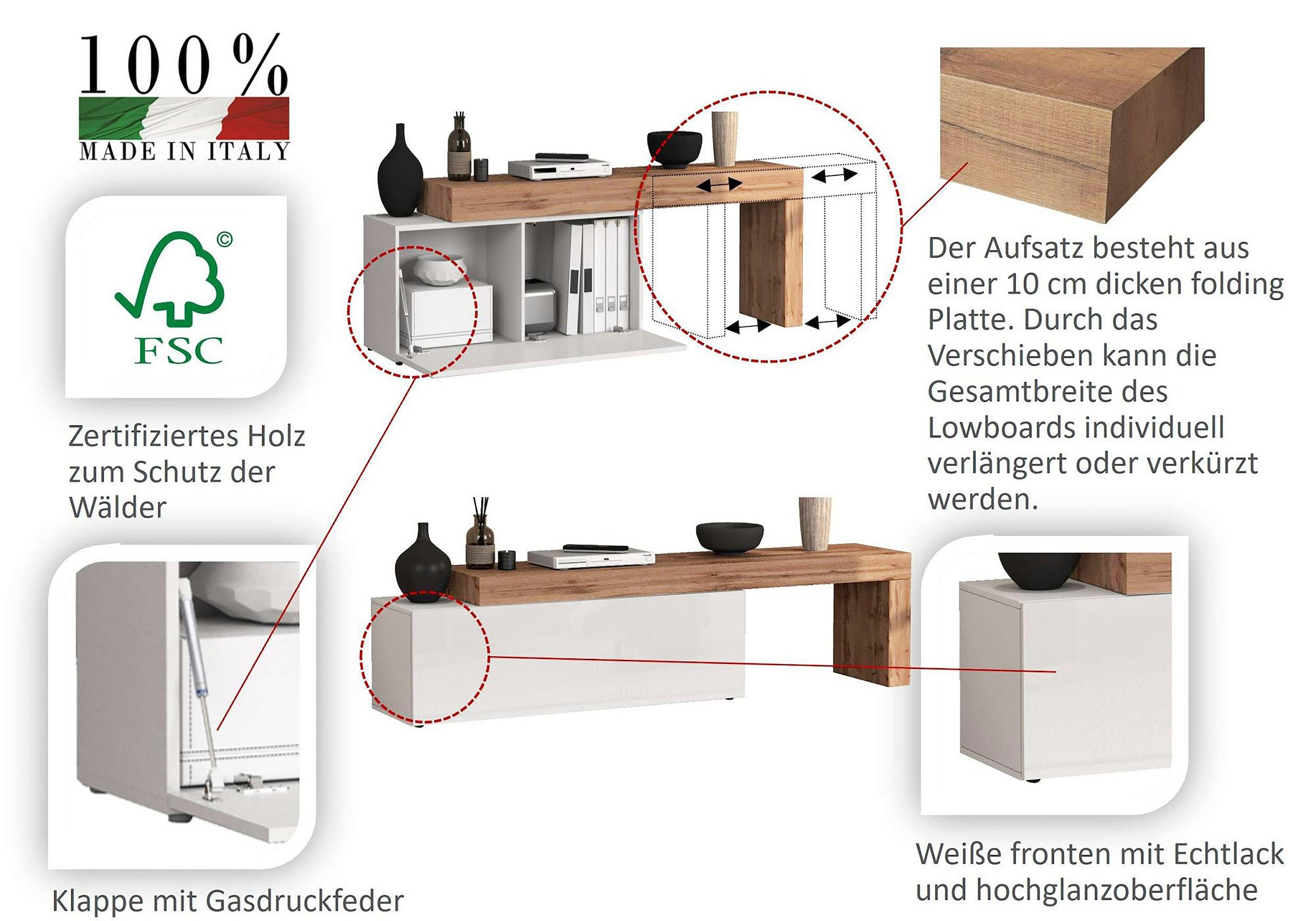GOODproduct Wohnwand »Chronos Wohnwand, Medienwand, 5-er set« 5 Stk. tlg.