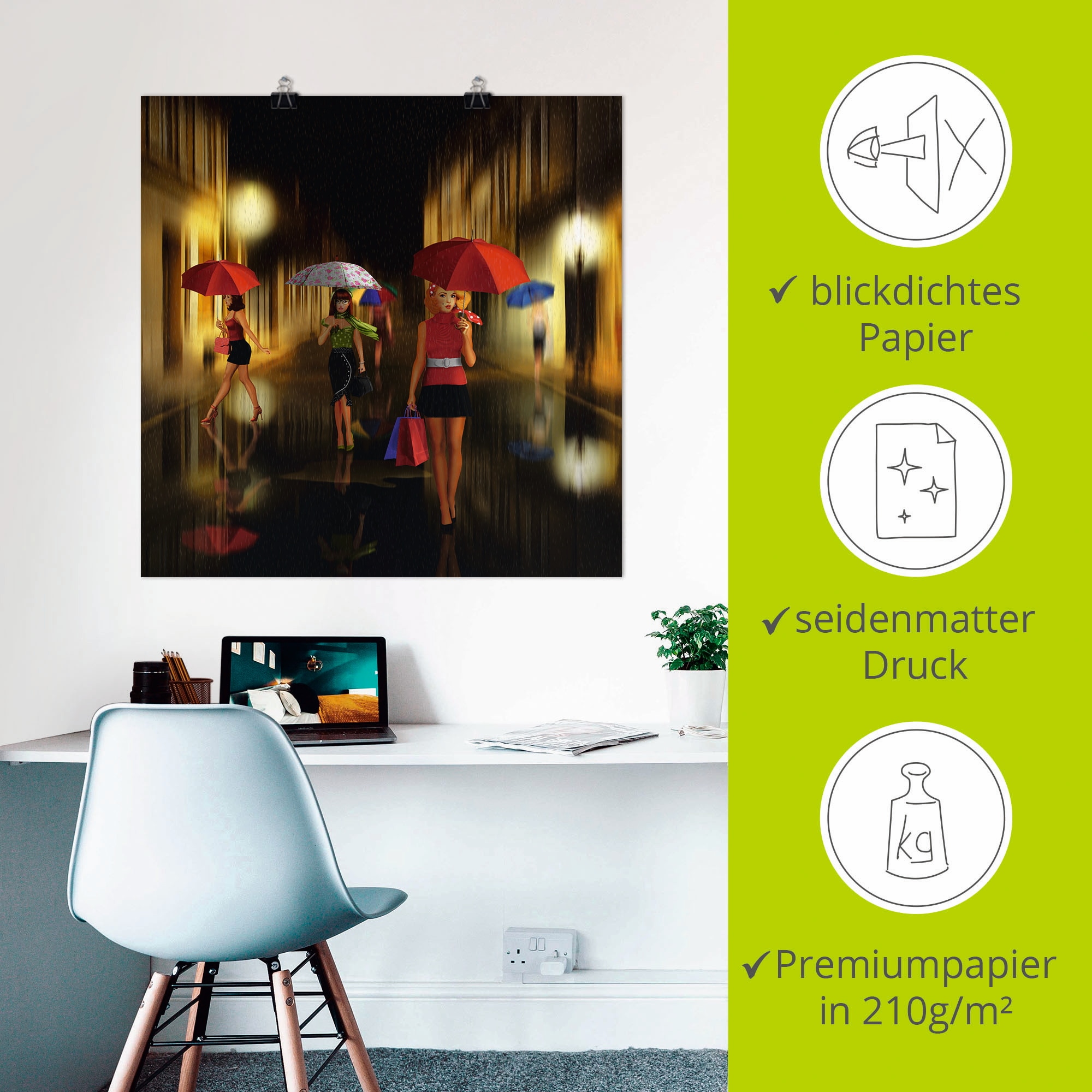 Artland Poster »Frauen beim Einkaufen im Regen« Frau 1 Stk. tlg. ohne Rahmen